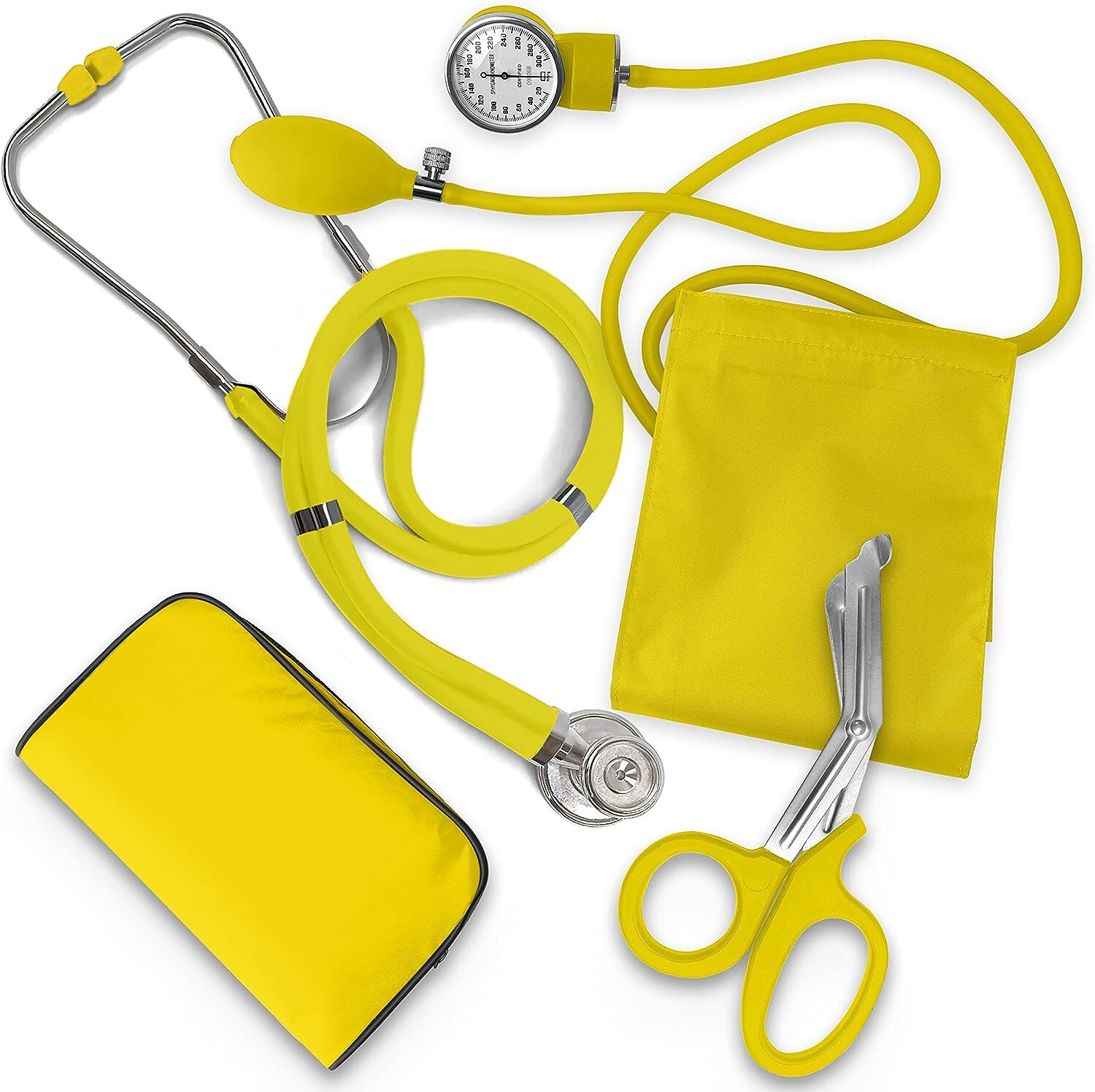 Aneroid Sphygmomanometer Stethoscope Kit Manual Blood Pressure BP Cuff Gauge