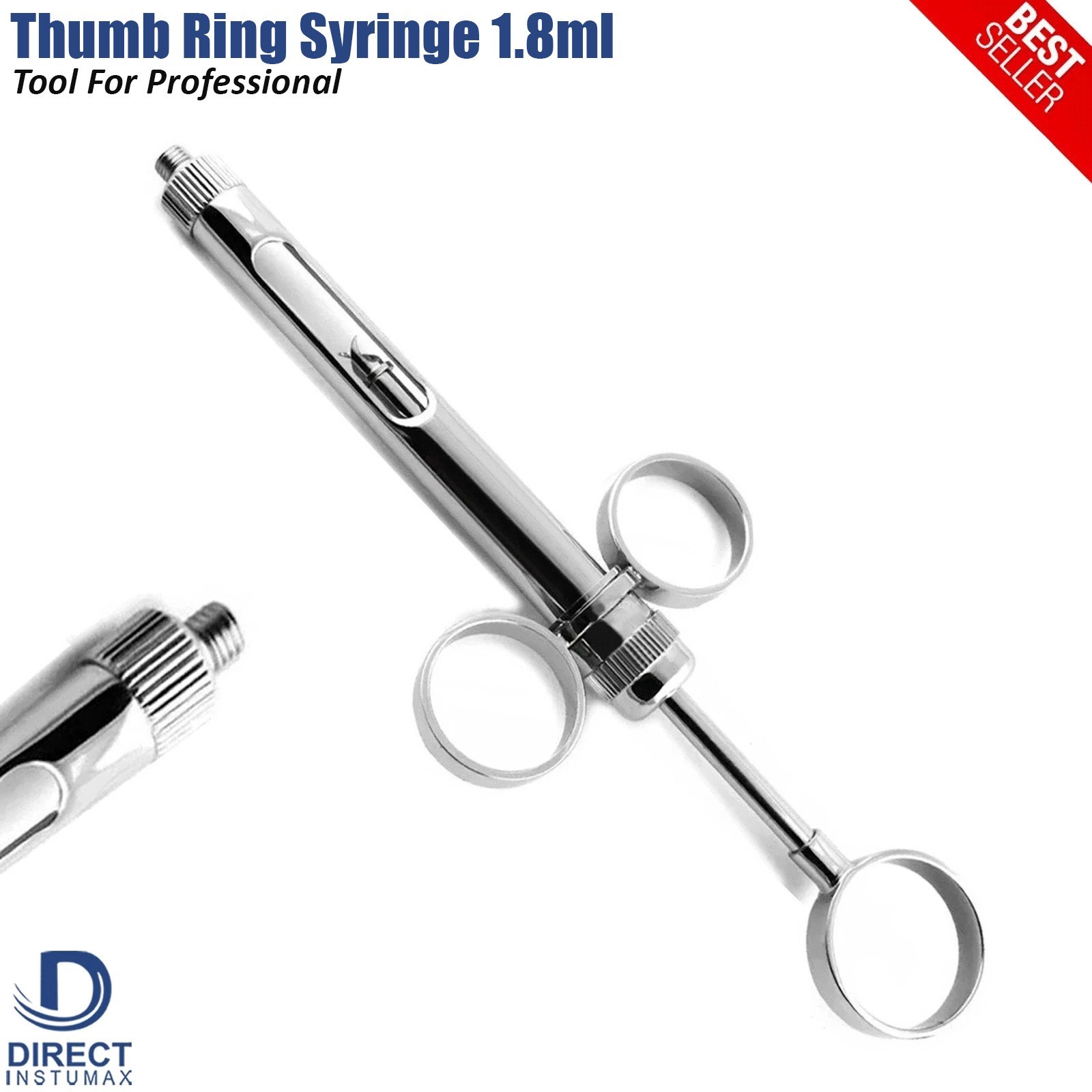 Dental Syringe 1.8ml Manual Aspirating Anesthetic Injecting W/ Extra EUR Thread