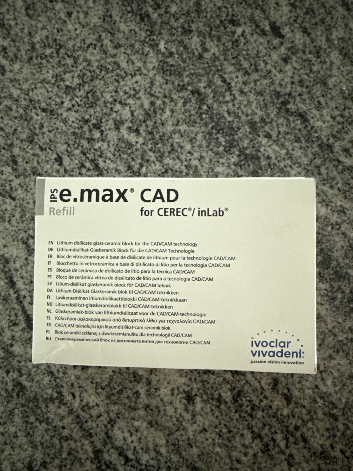 IPS e.max CAD CEREC Ivoclar LT Block, Shade C3 Size C14, Package of 5 blocks