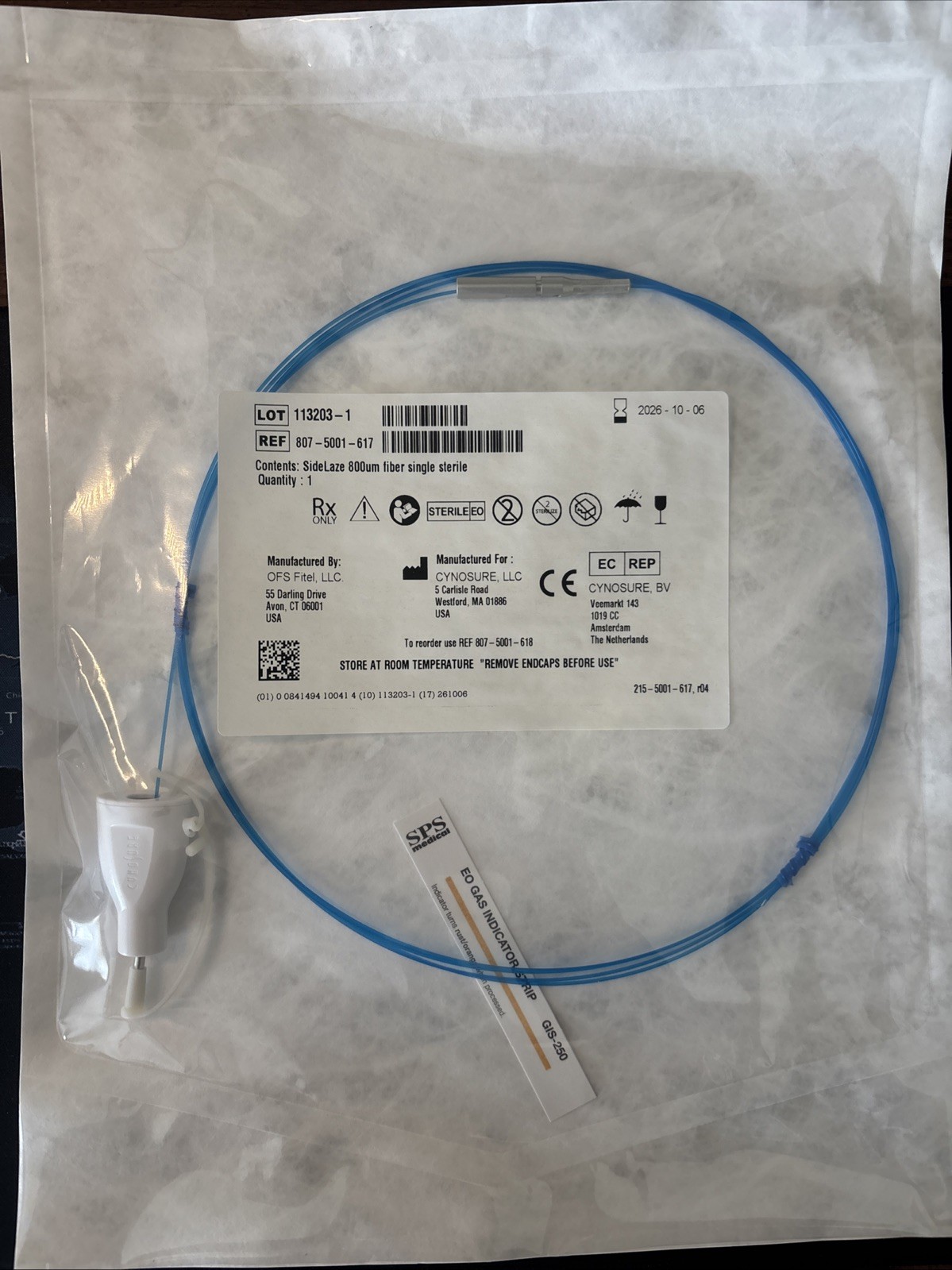 NEW CYNOSURE SMARTLIPO LASER SideLaze 800um Blue Fiber 807-5001-617 Exp10/2026
