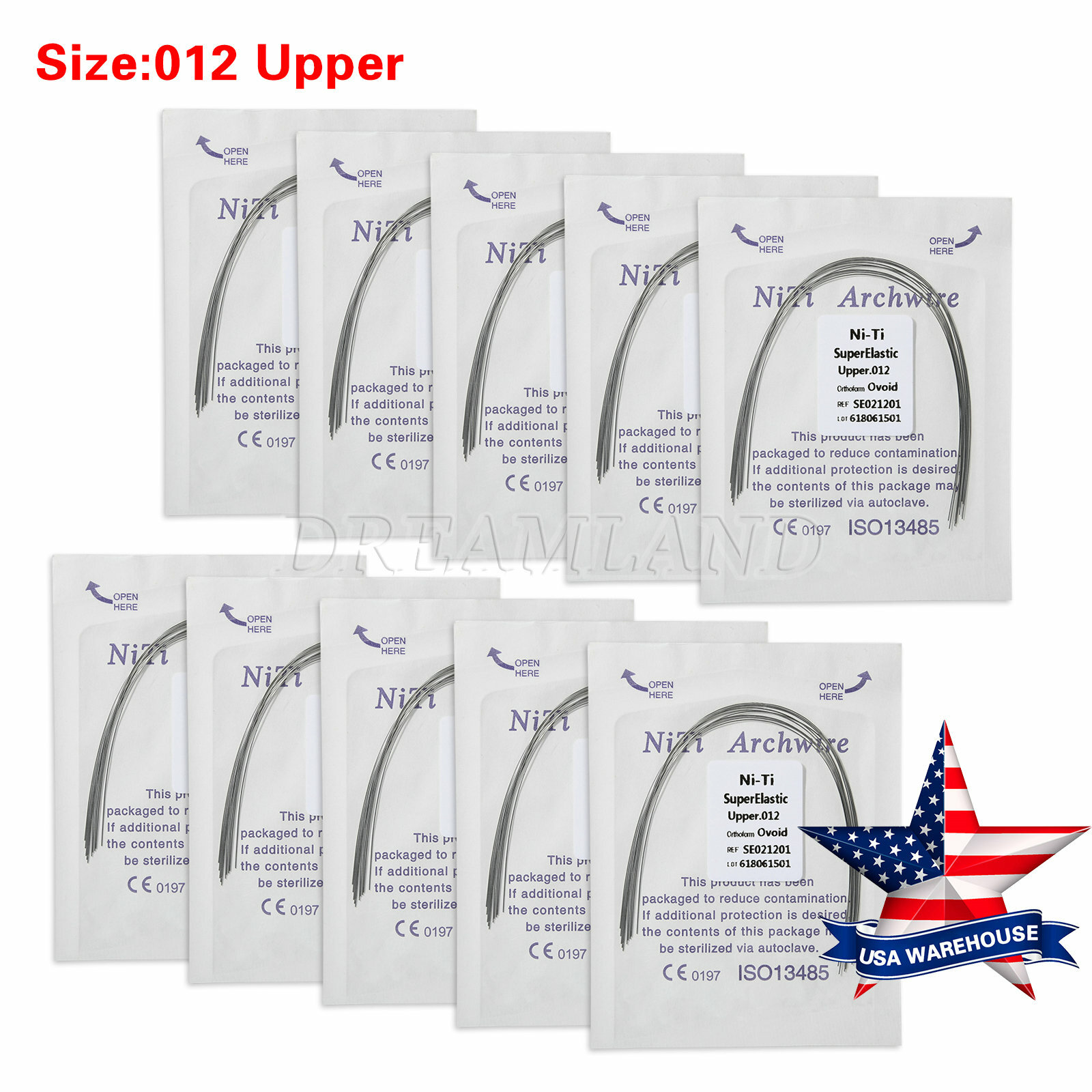 10Packs dental orthodontic super elastic niti round arch wires ovoid form 100pcs