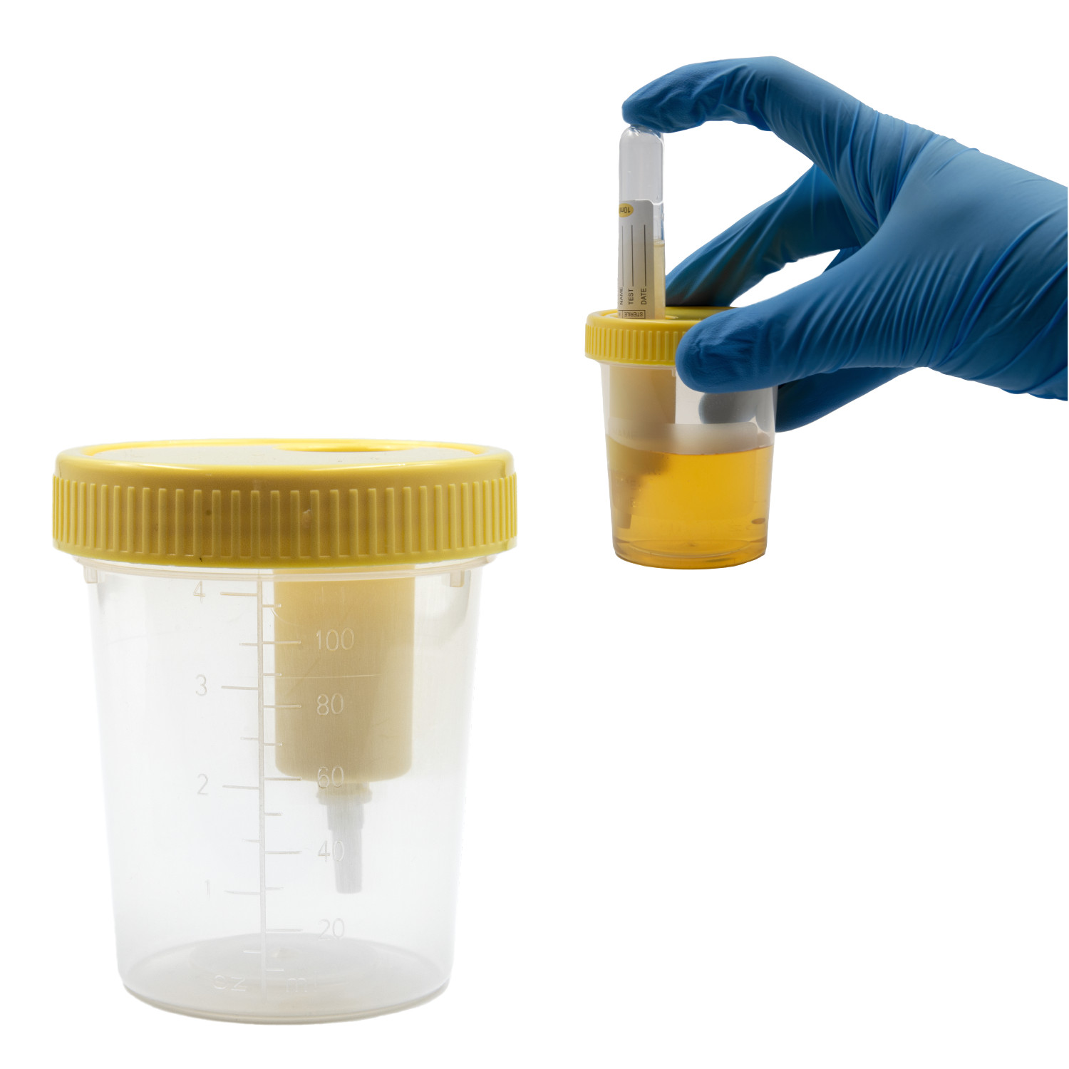 Specimen Collection Container w/ Transfer Device, Leak Proof Lid with Hole