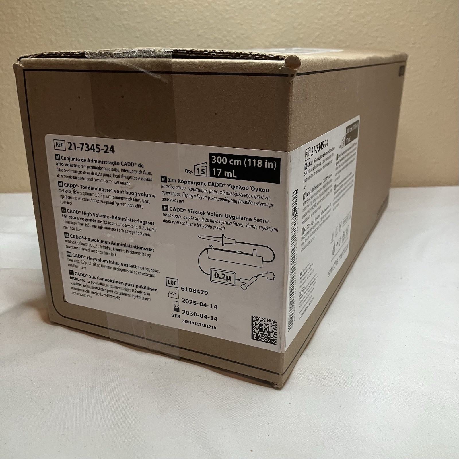 Box of 15 CADD Pump High Volume Sterile Tubing 118″