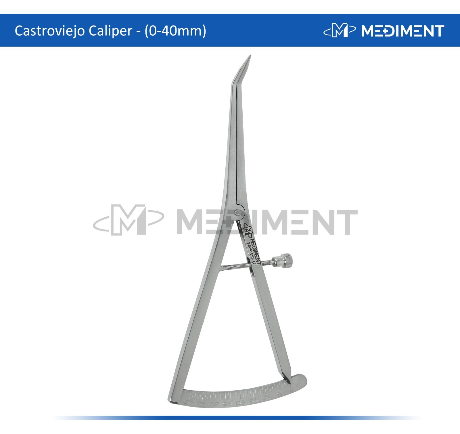 Angled Dental Castroviejo Bone Caliper Orthopedic Implant Measuring Gauge0-40mm