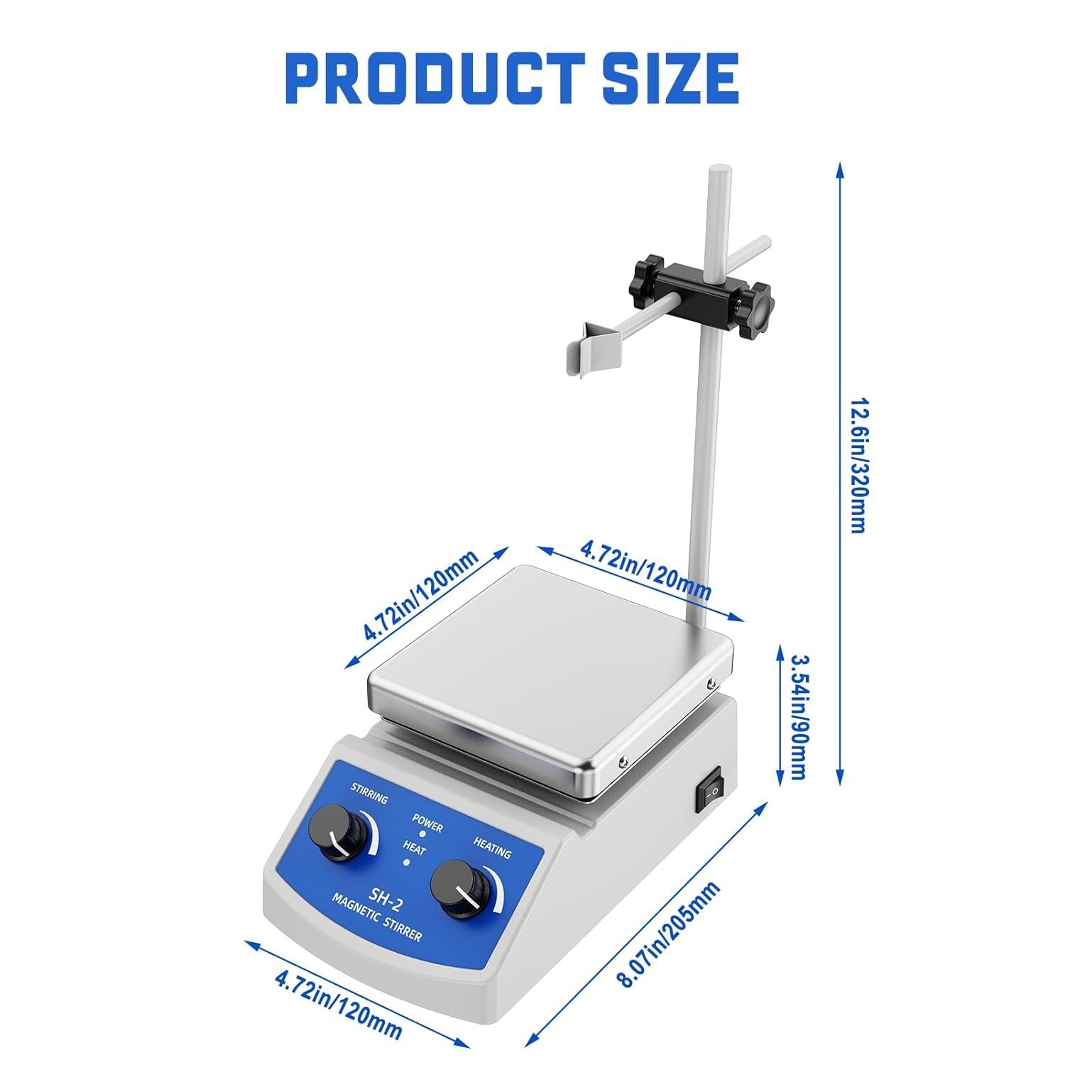 Magnetic Stirrer Hot Plate W/Stir Bar100 2000Rpm Magnetic Hotplate Stirrer 180W
