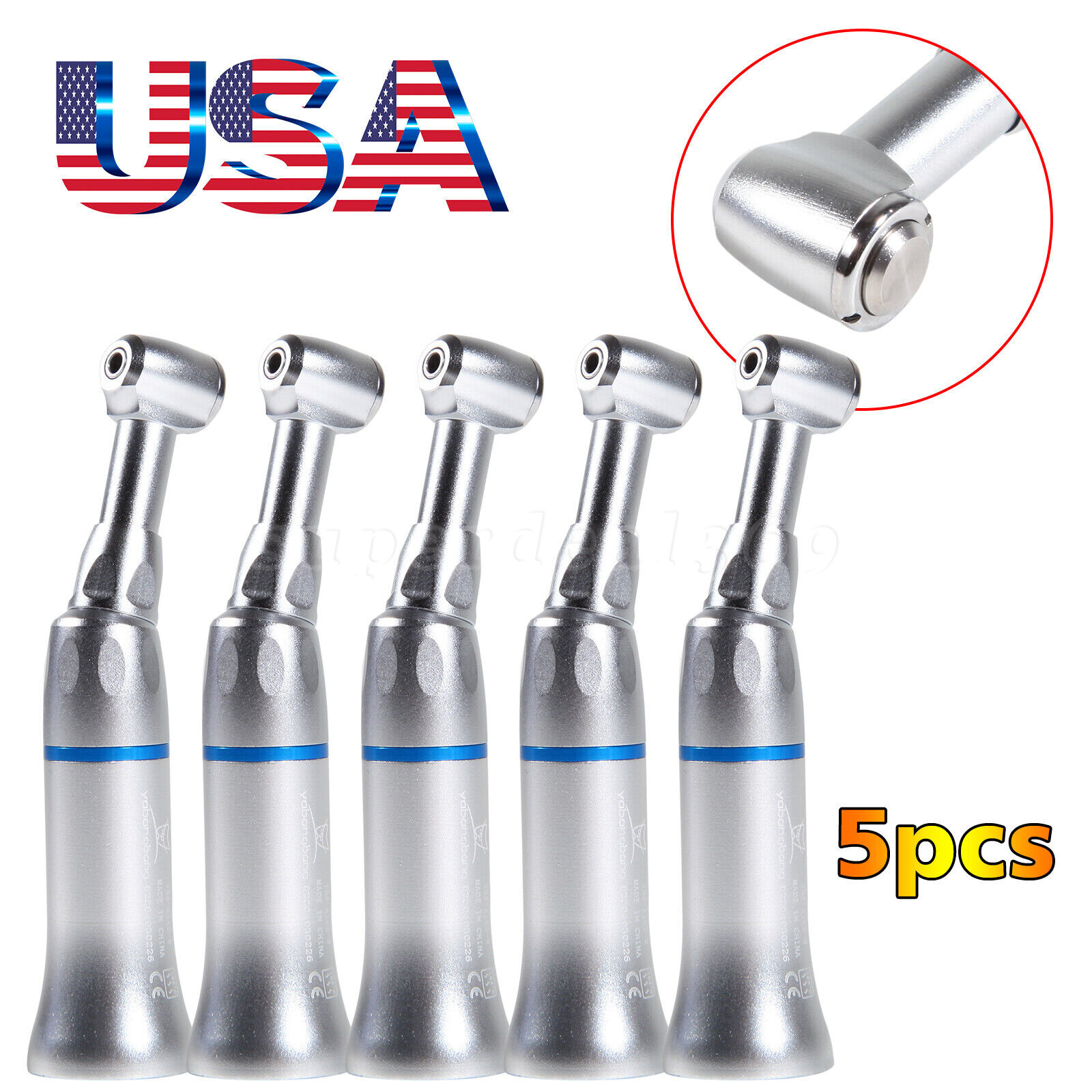 5X Dental Push Button Low Speed Contra Angle Handpiece Fit NSK E-type Motor YAD