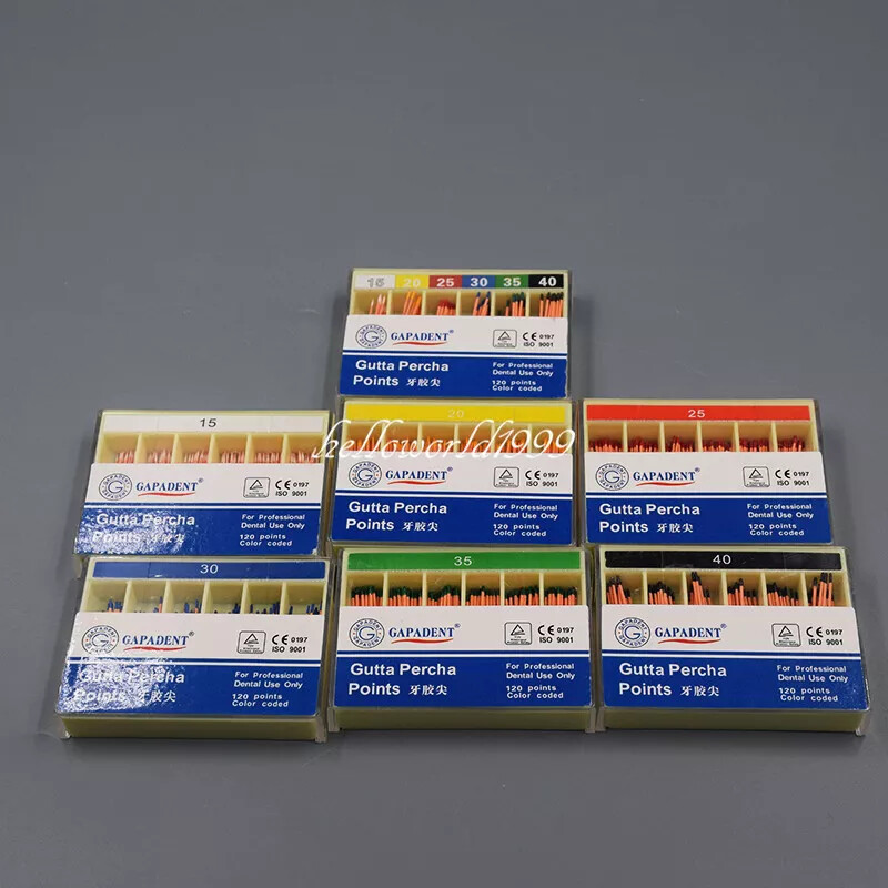 60/120 Pack Gutta Percha Points Taper 0.02/.04/.06 #15-40 Endodontic Root Canal