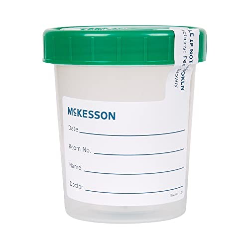 McKesson Sterile Specimen Containers 4oz / 120cc, Screw-On Lid, 100ct