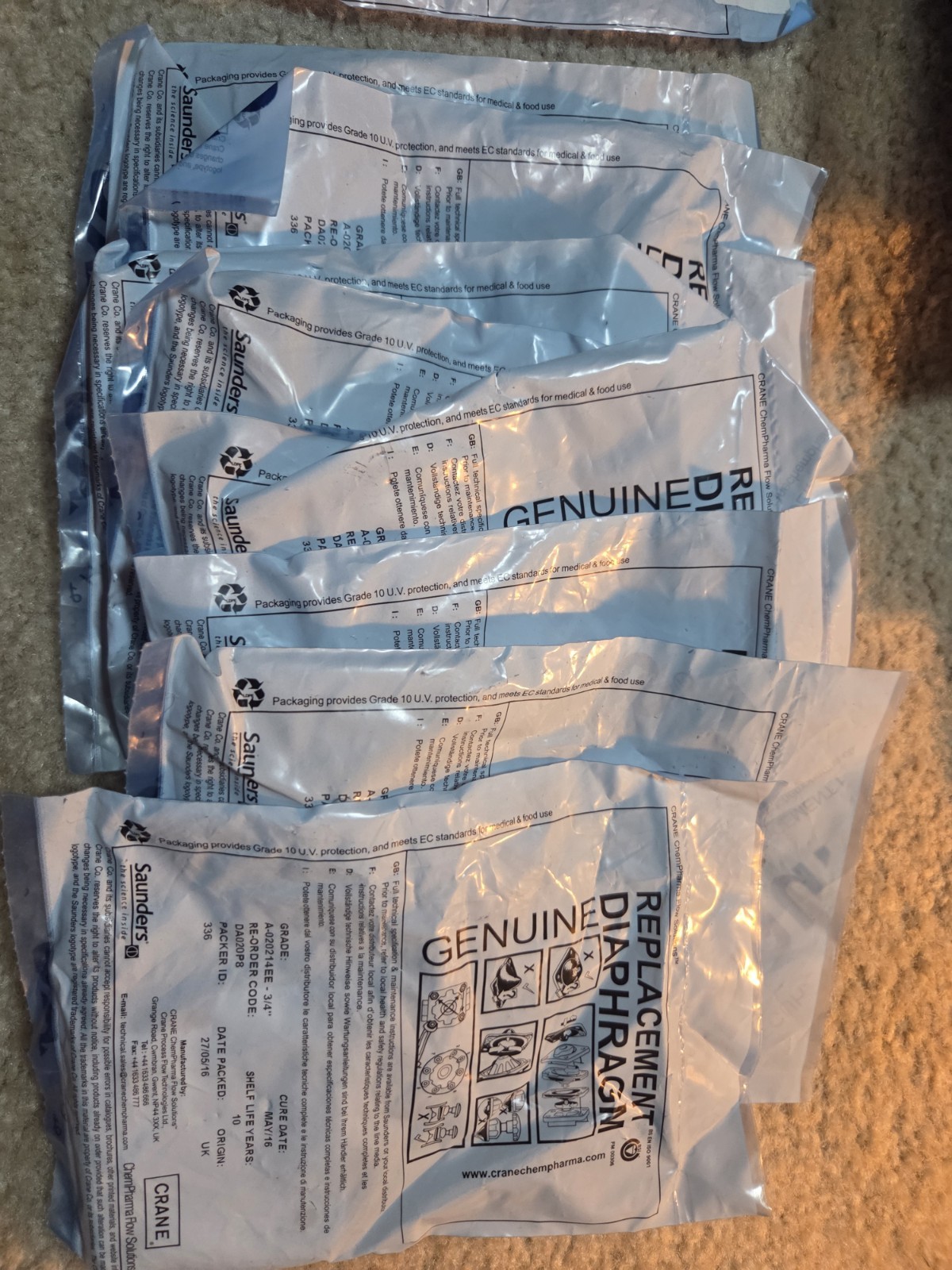 Saunders diaphragm Crane ChemPharma Flow Solutions A-015214EE – 1/2″ lot of 13