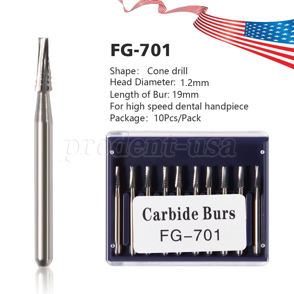 10Pc/Pack Dental Tungsten Carbide Drill FG Bur For High Speed Handpiece FG701 po