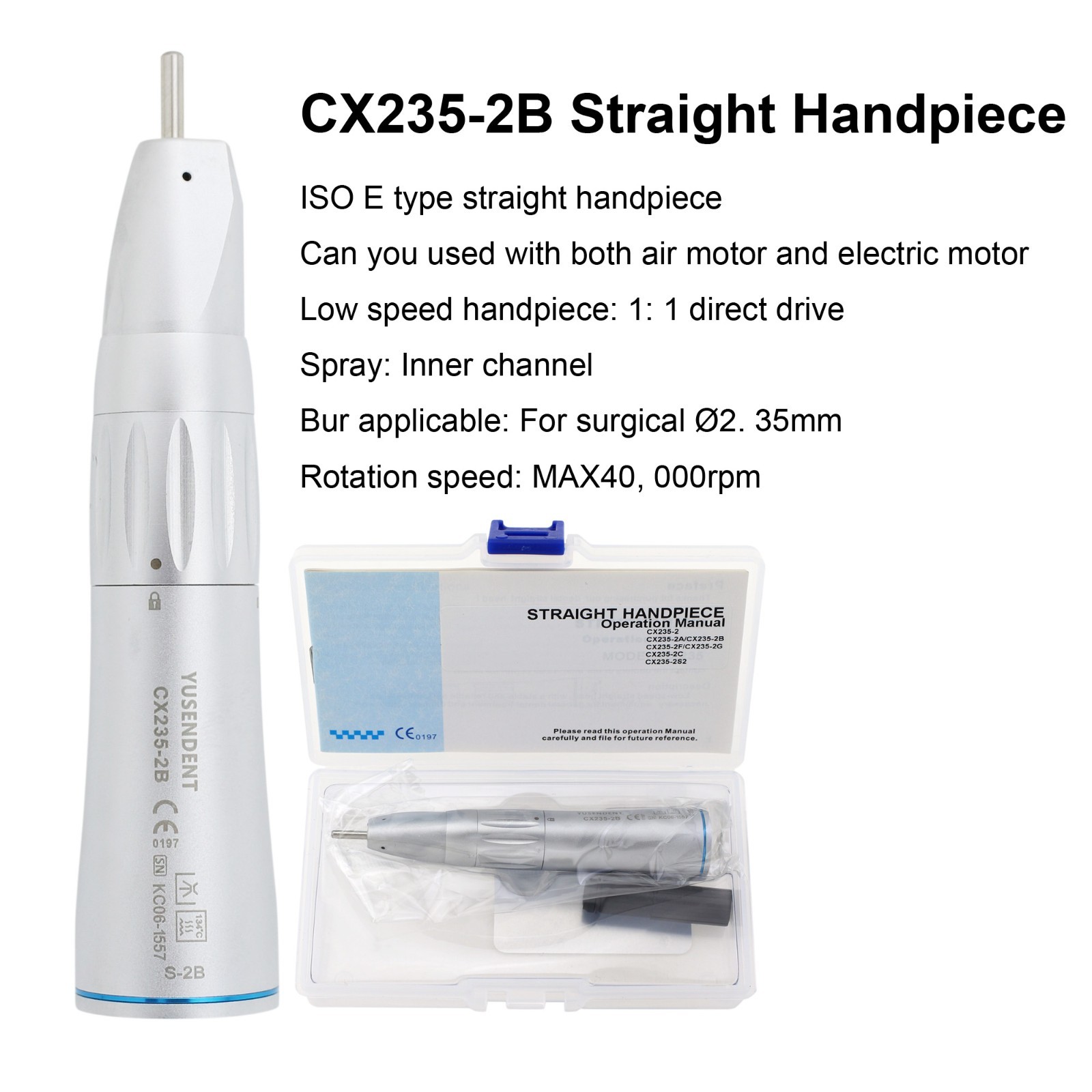 COXO Low Speed Handpiece Surgical Straight Contra Angle Air Motor 4 Hole LED NSK