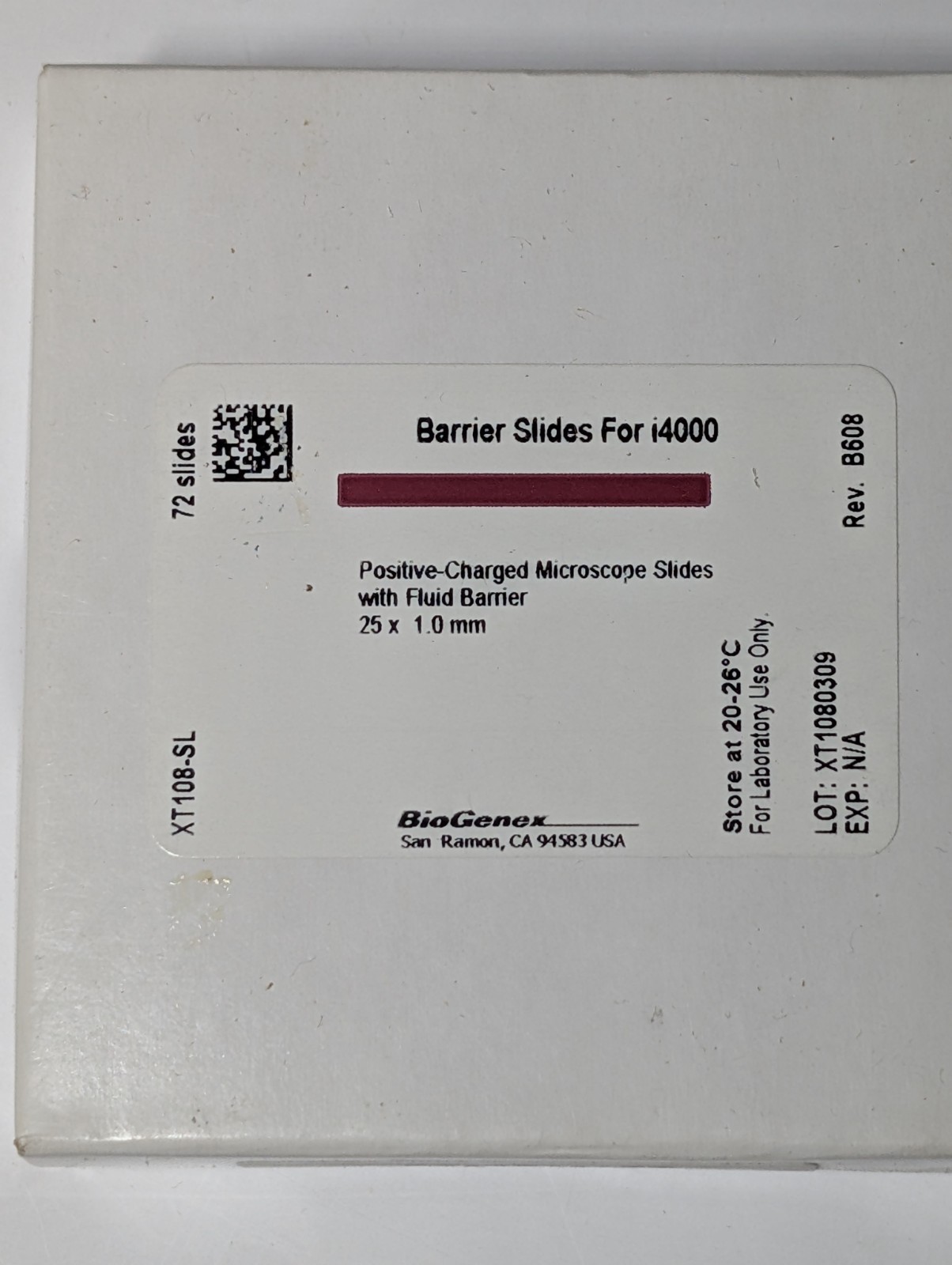 BioGenex XT108-SL Barrier Slides for i4000 Positive-Charged Fluid Barrier 72pk