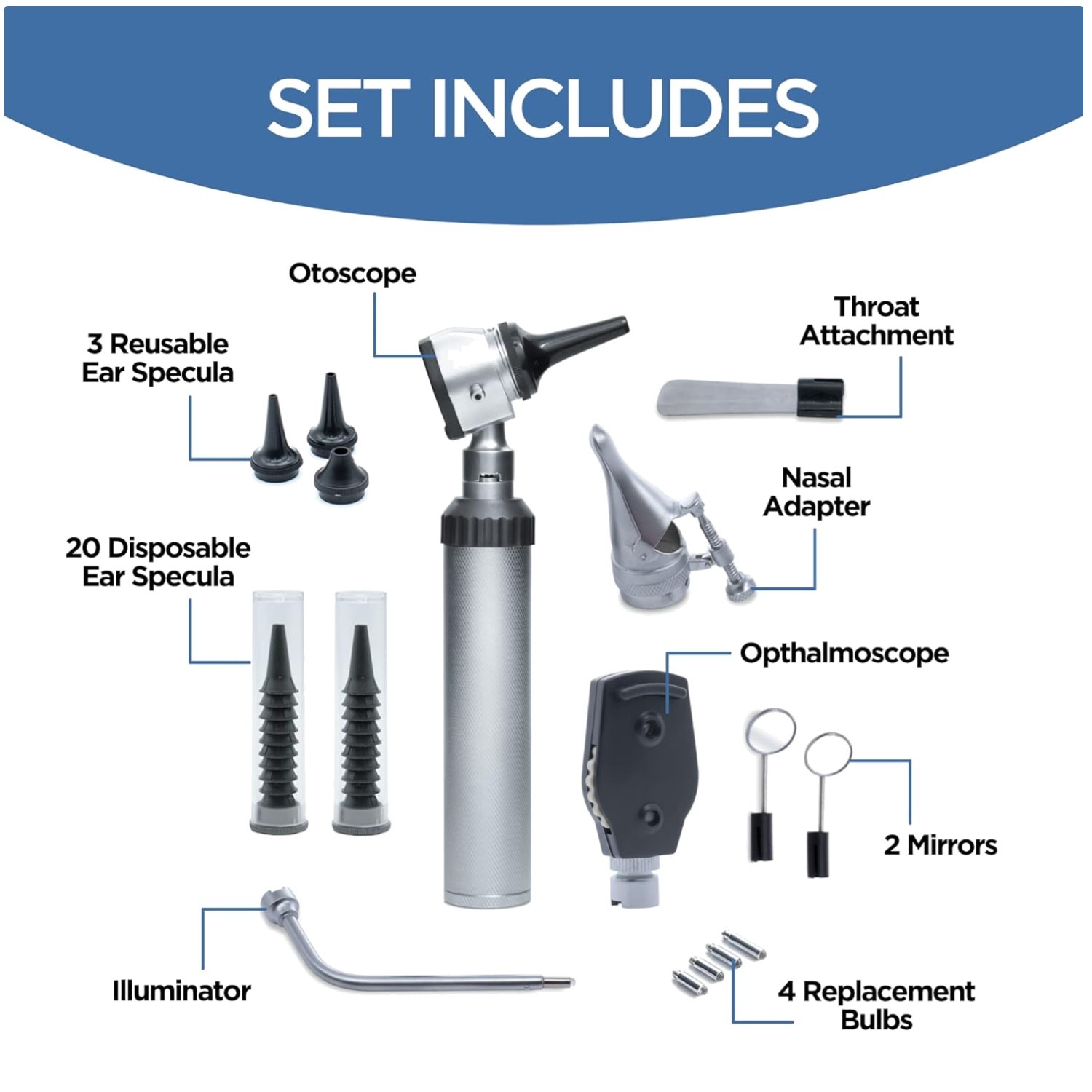 High-Quality Otoscope Ophthalmoscope Set with Leather Case