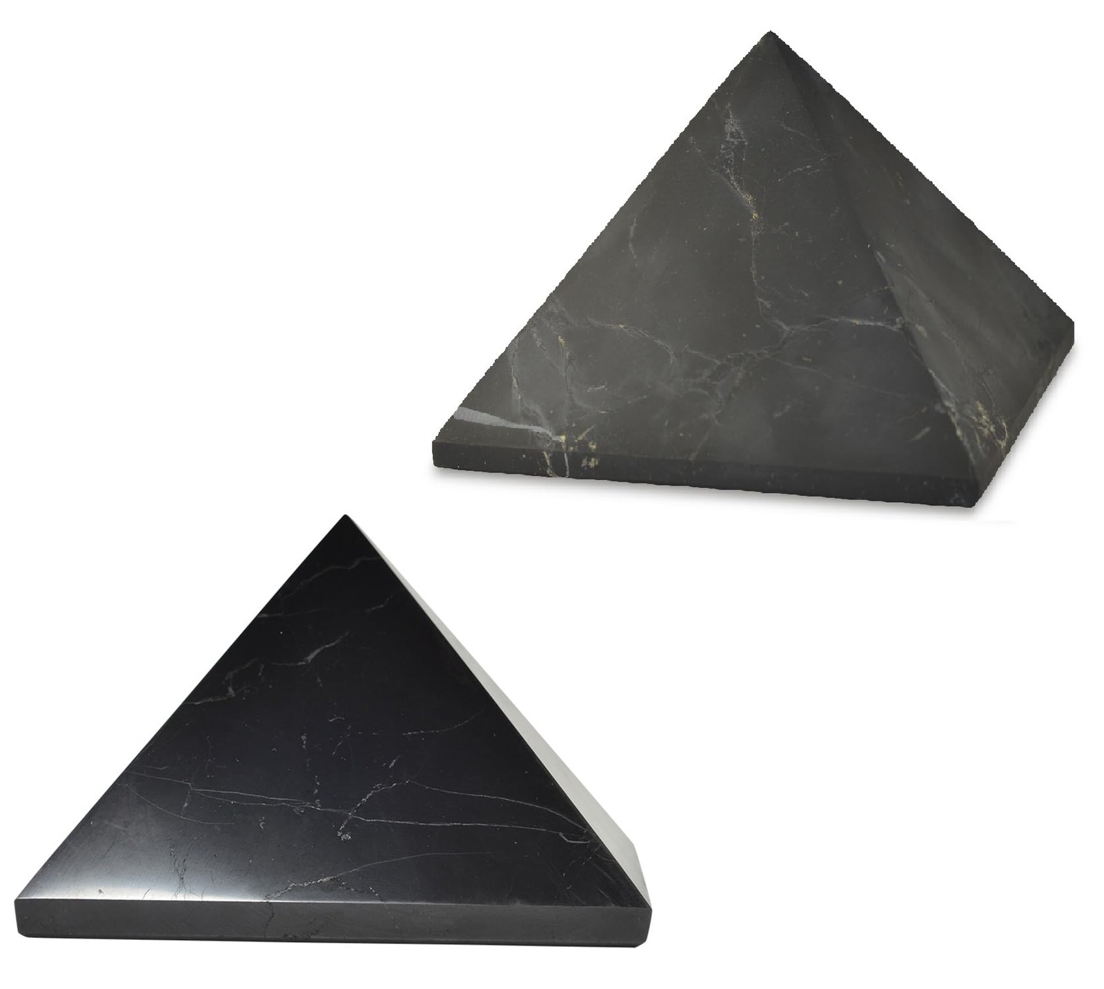 Shungite World 2 Pcs Shungite Pyramids Set 110 Mm / 4.33 Polished And