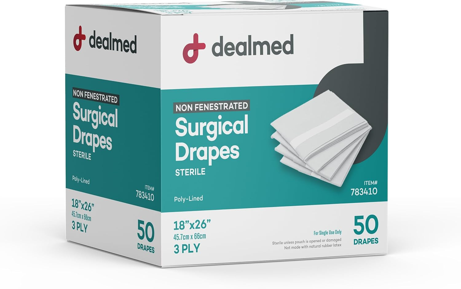 Dealmed Non-Fenestrated Sheets – 50 Count 3-Ply Poly-Lined Drape Sheets, White M