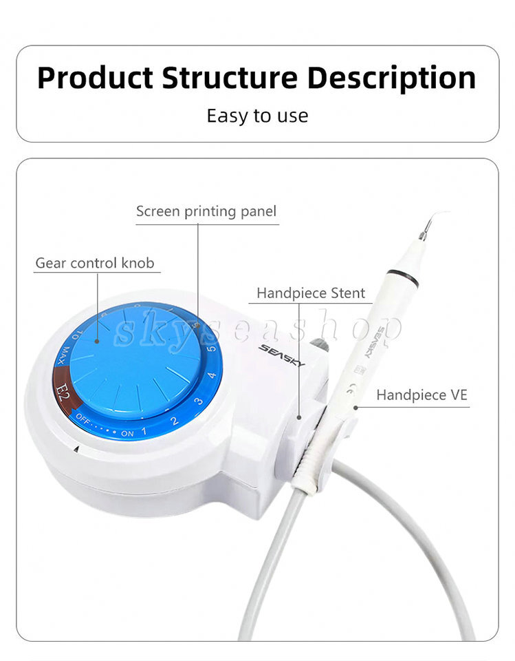 Dental Ultrasonic Piezo Scaler Handpiece 5*Scaling Tips fit Cavitron EMS FDA E2+