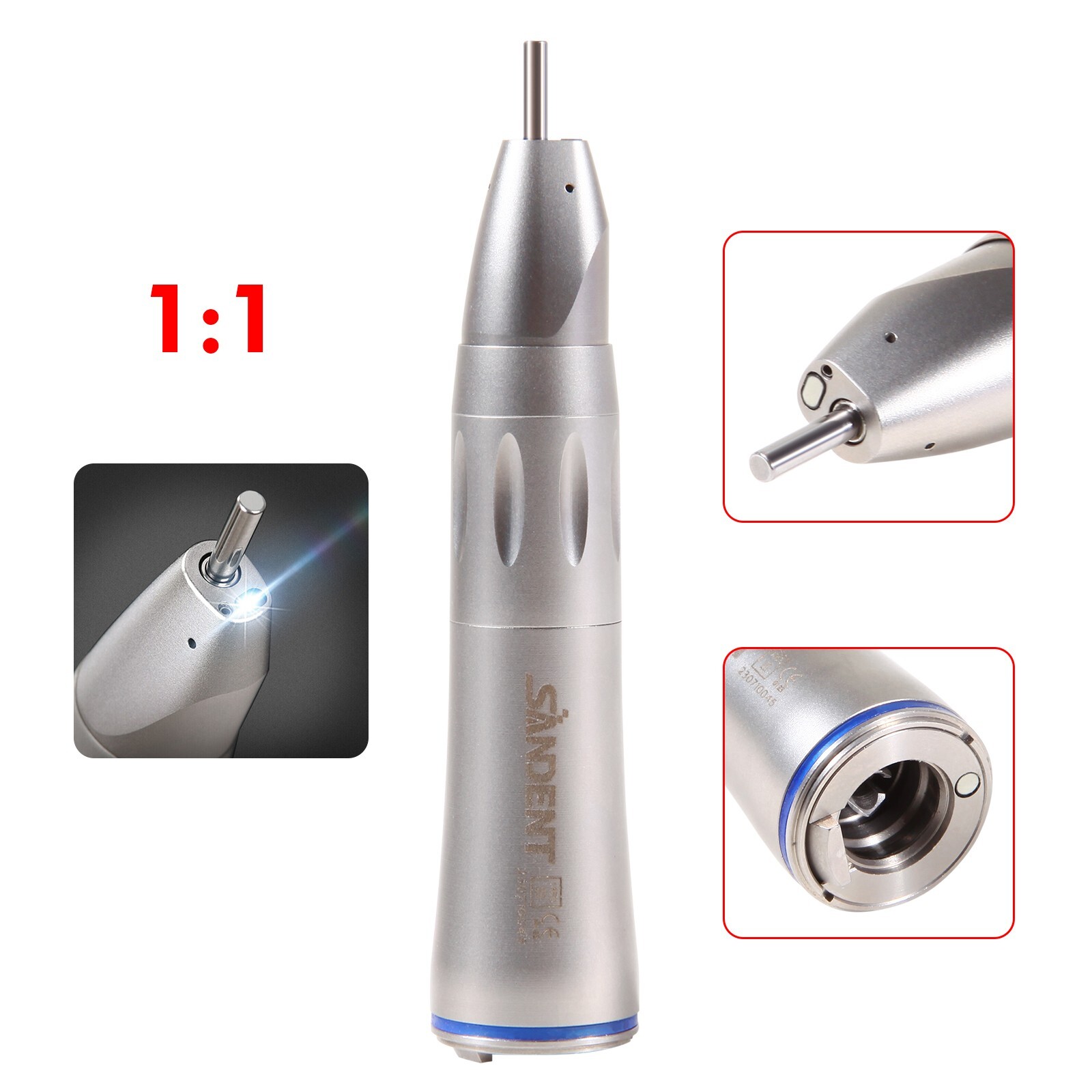 Dental 1:1 Optic Fiber Straight Low Speed Handpiece Nose Cone Inner Channel po