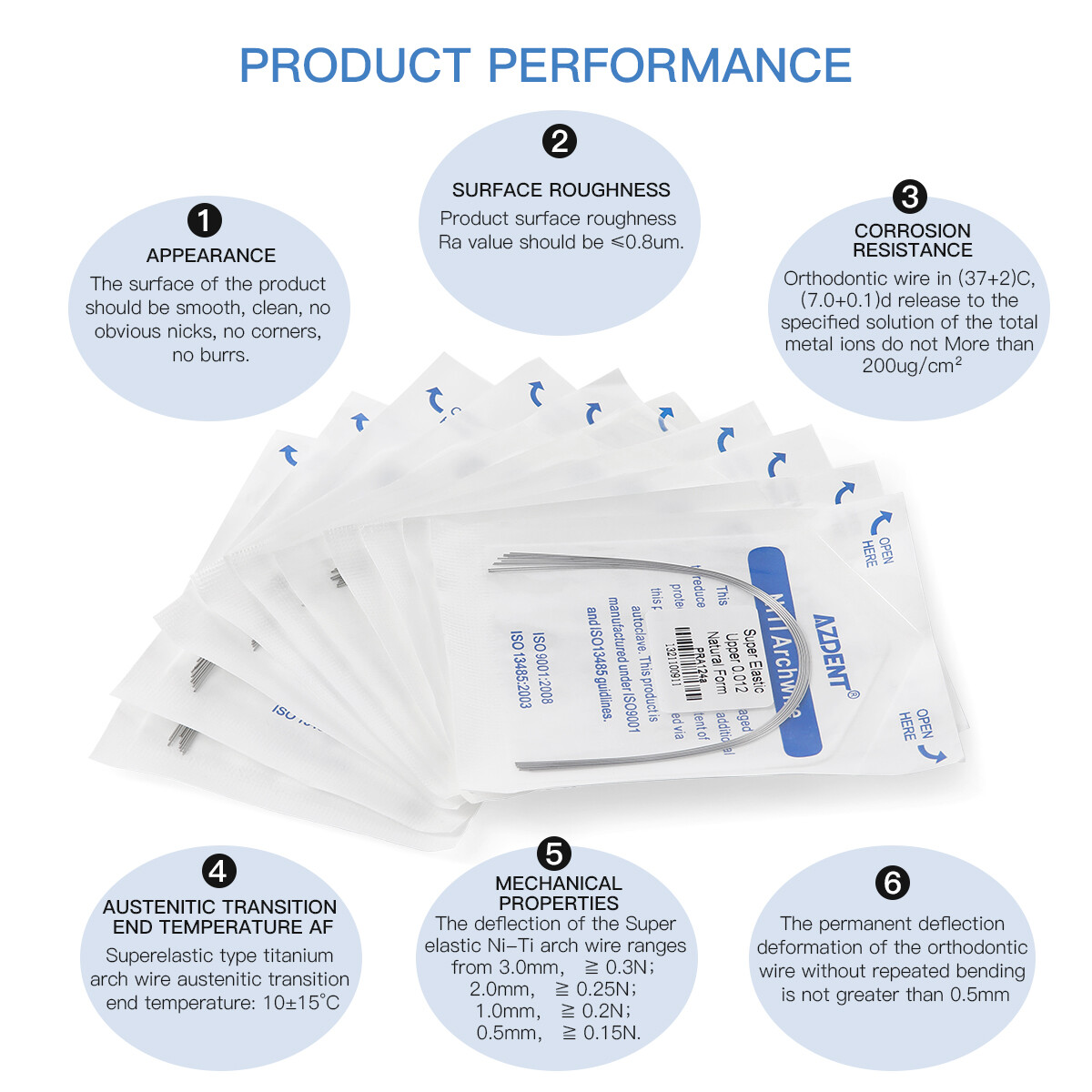 AZDENT Dental Orthodontic Super Elastic Round Niti Arch Wire Nature Form Wires