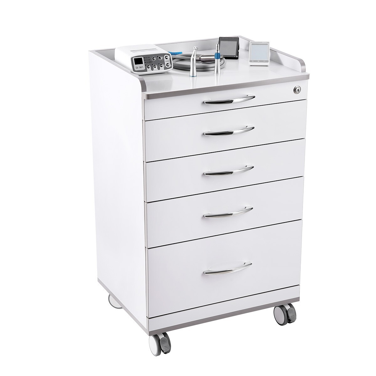 Dental Mobile Delivery Unit with Air Compressor Scaler Curing Light /Trolley