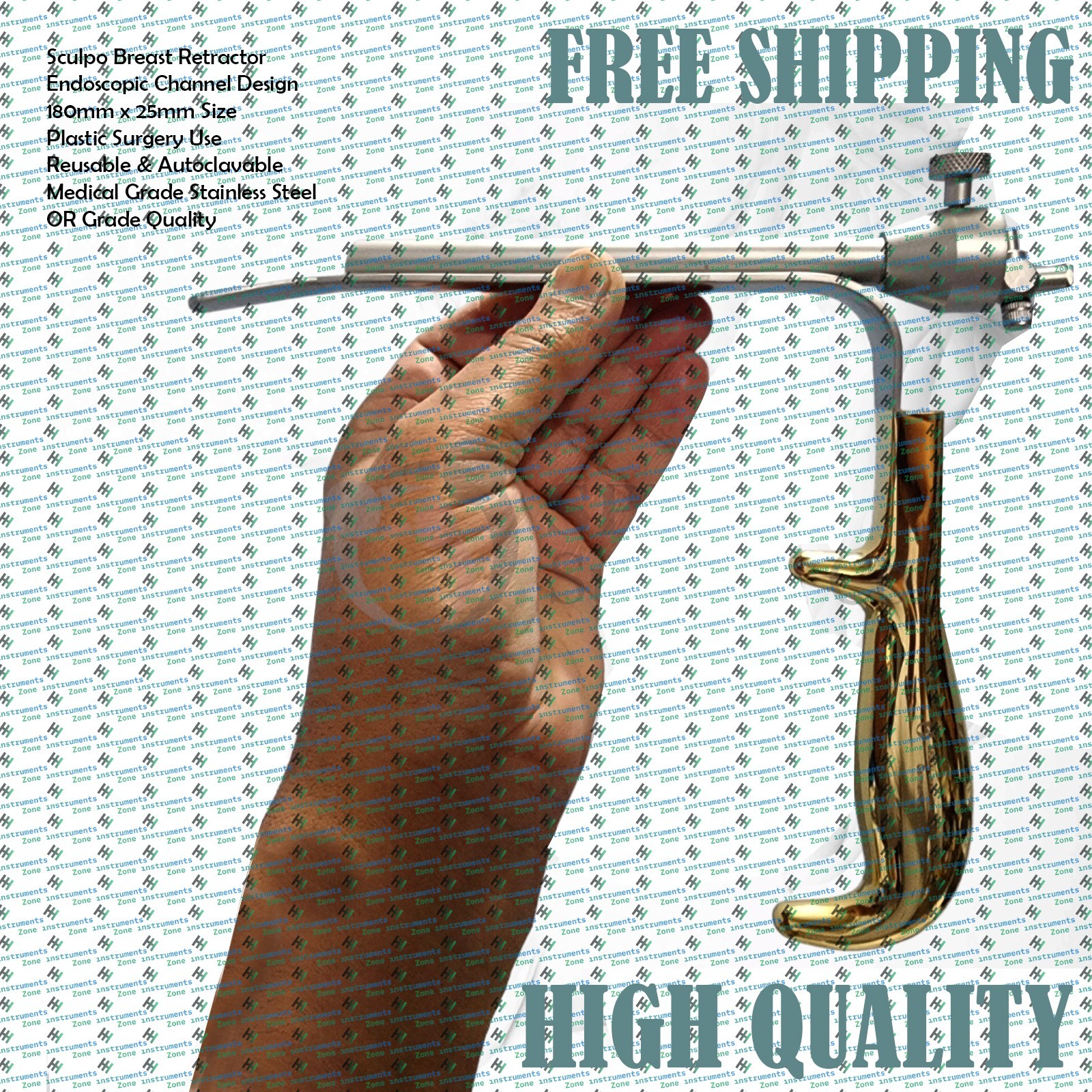 Endoscopic channel size 180mm x 25mm Scope 10 mm Tebbetts Style Breast Retractor