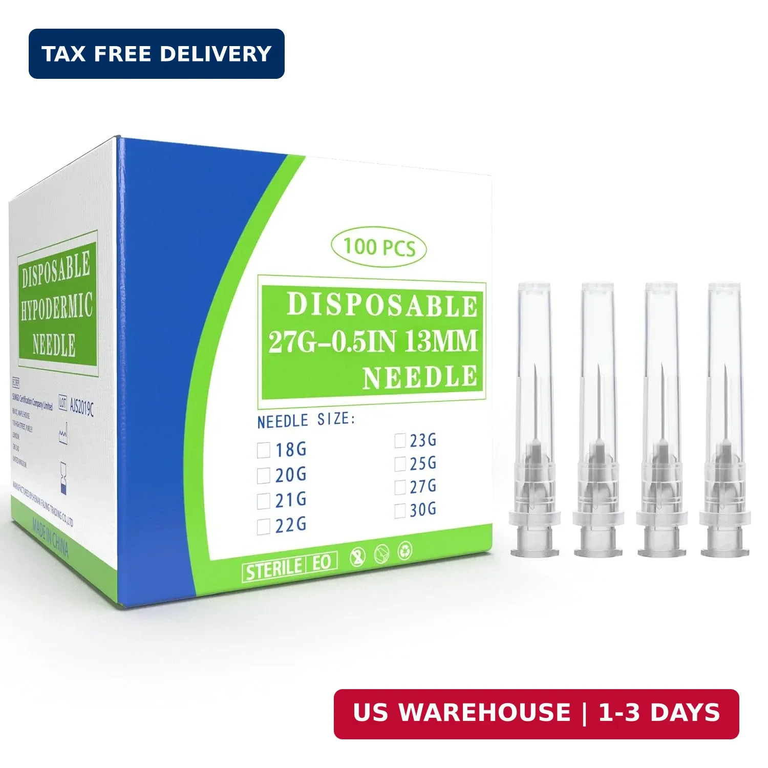 27 Gauge 1/2 Inch Luer Lock Needle, Disposable Dispensing Lab Supplies Individua