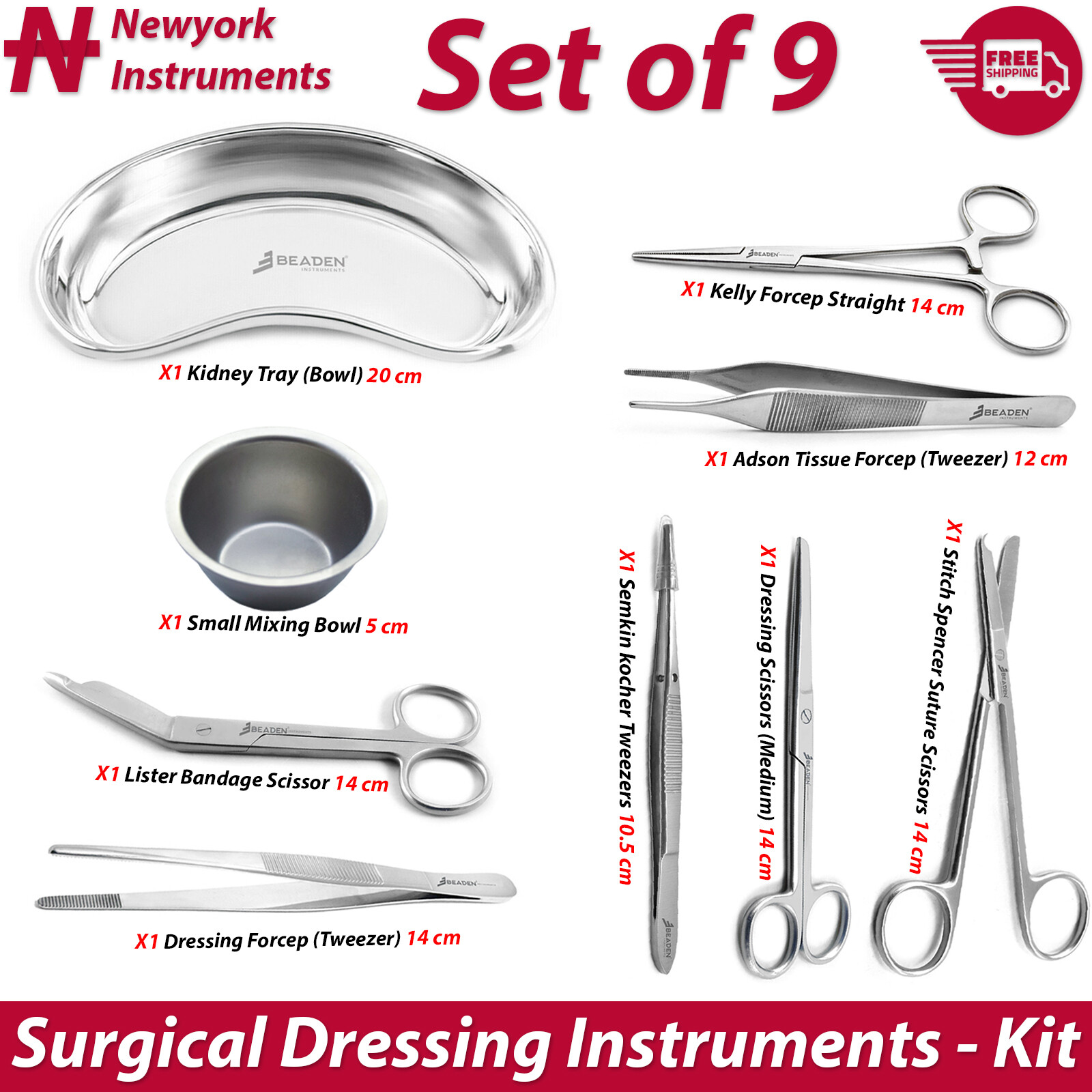 First Aid Bandage Suture Scissors Tweezers Forceps Bowls Surgical Dressing Tools