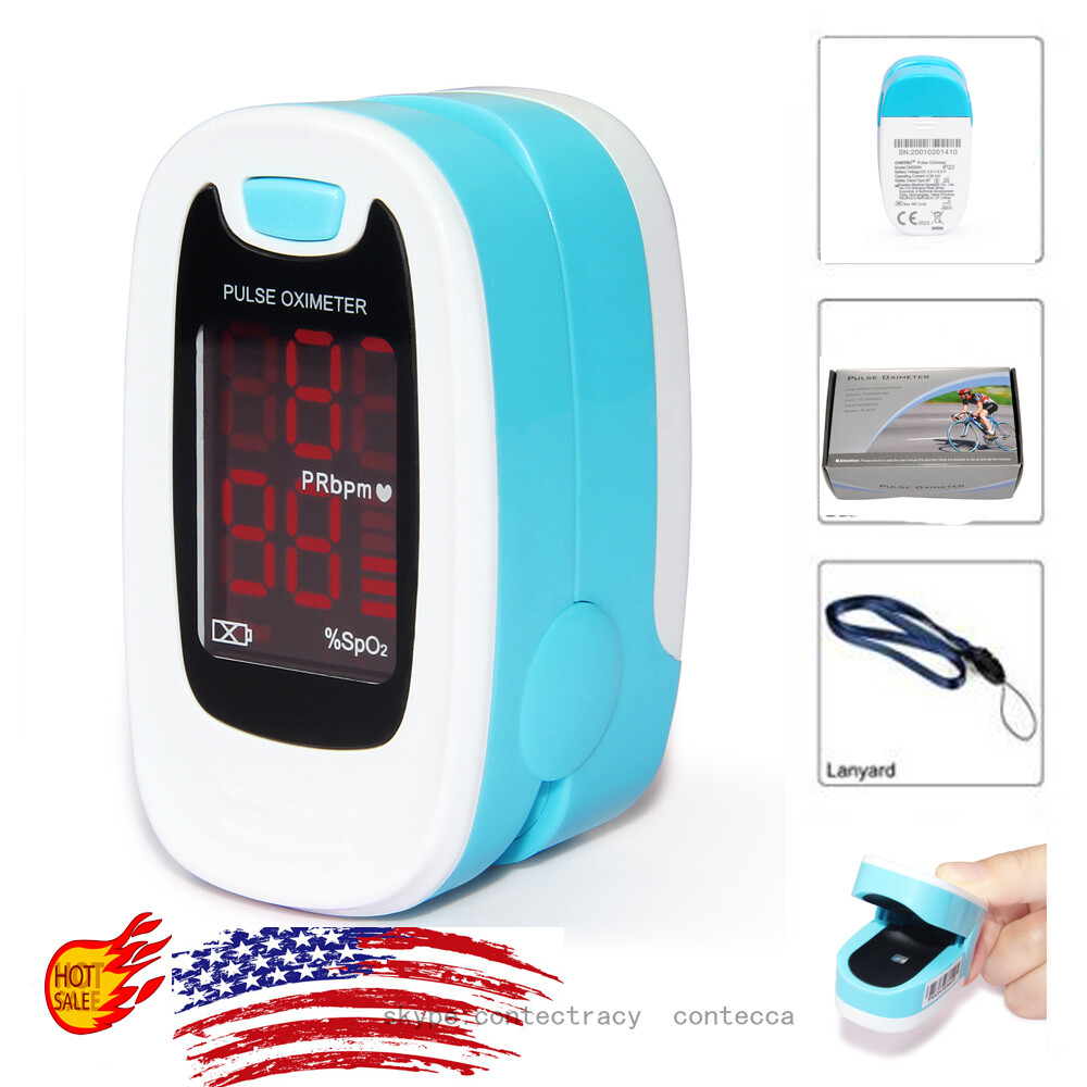 CMS50M Fingertip Pulse Oximeter Blood Oxygen SPO2 PR Monitor LED,case,rope,USA