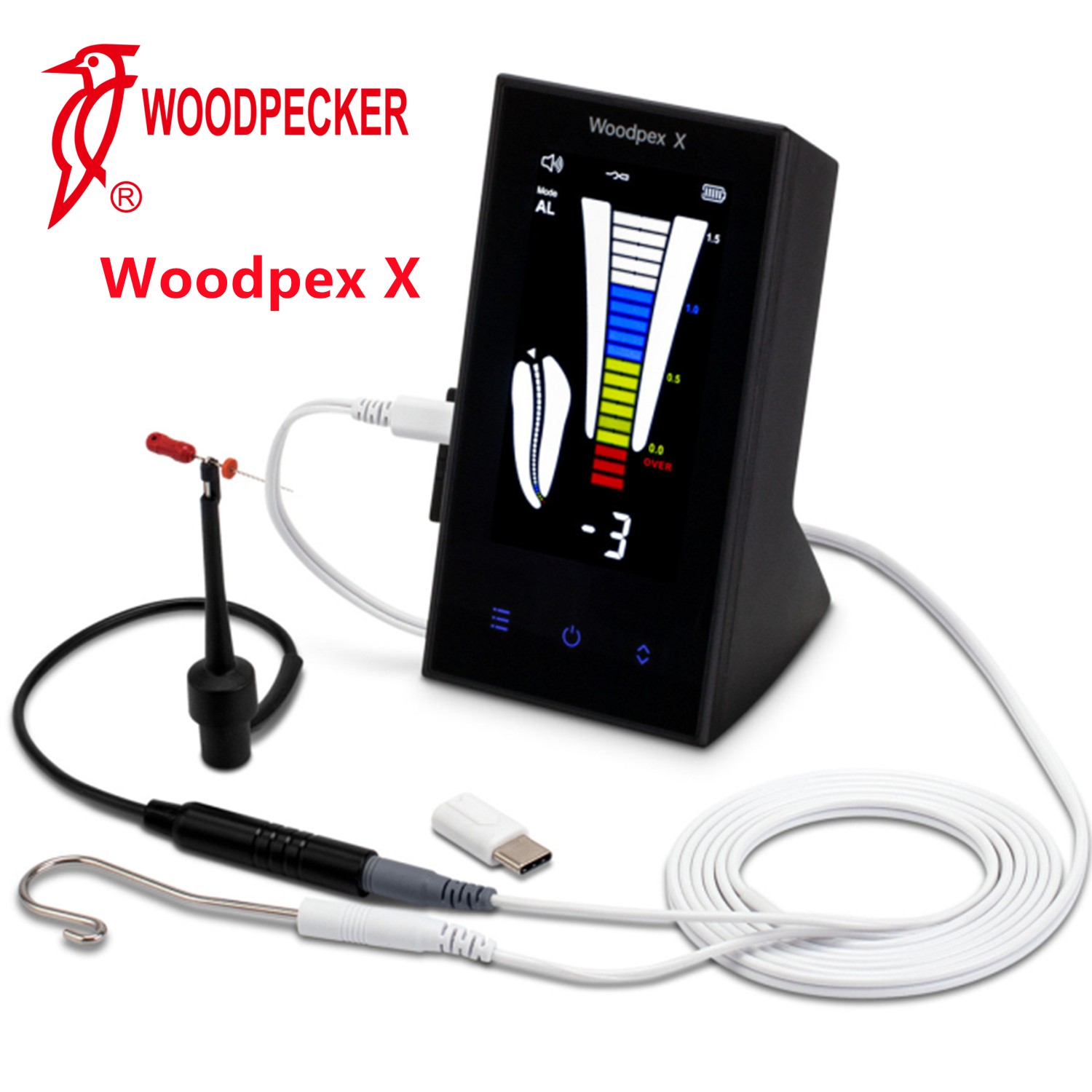 Woodpecker Woodpex X Endodontic Apex Locator w/ Measuring Wire 3.8”LCD Screen