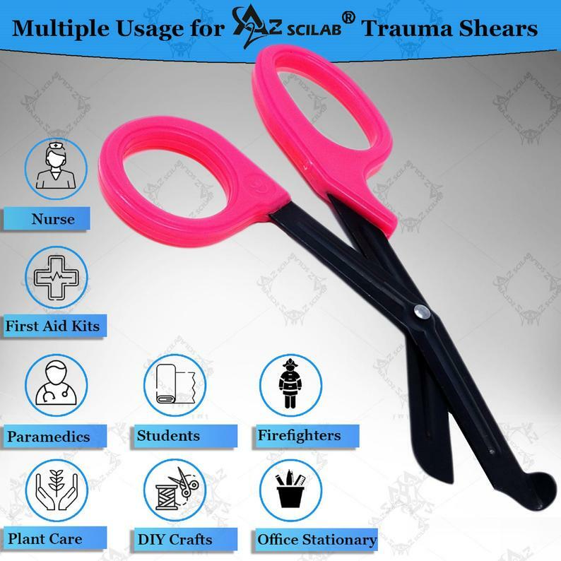 PINK STEALTH Fluoride Black Coated BLADES Trauma Paramedic Shears Scissors 7.5″