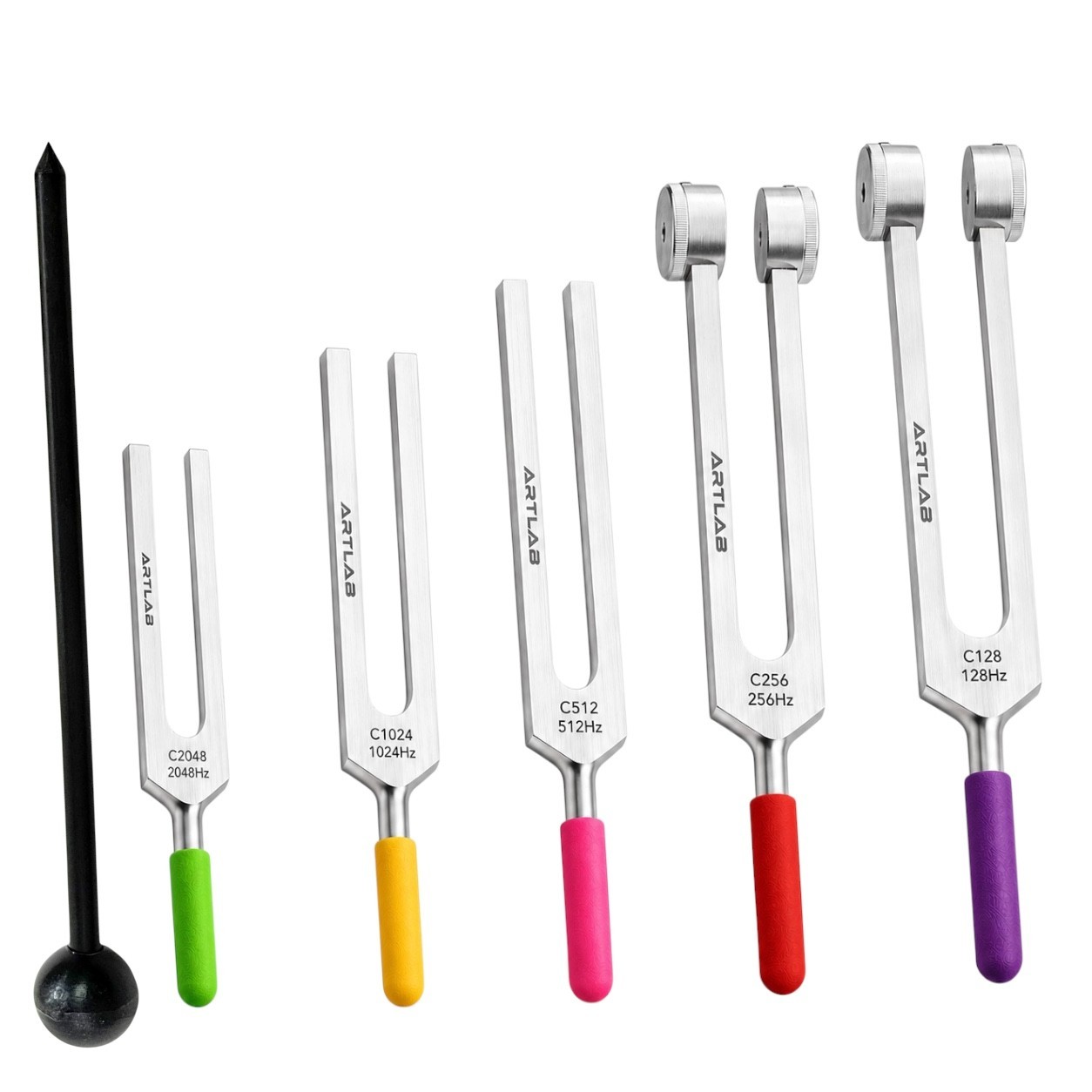 TUNING FORK SET-Tuning Fork Weight Aluminum Clinical Grade Nerve/Sensor W/Hammer