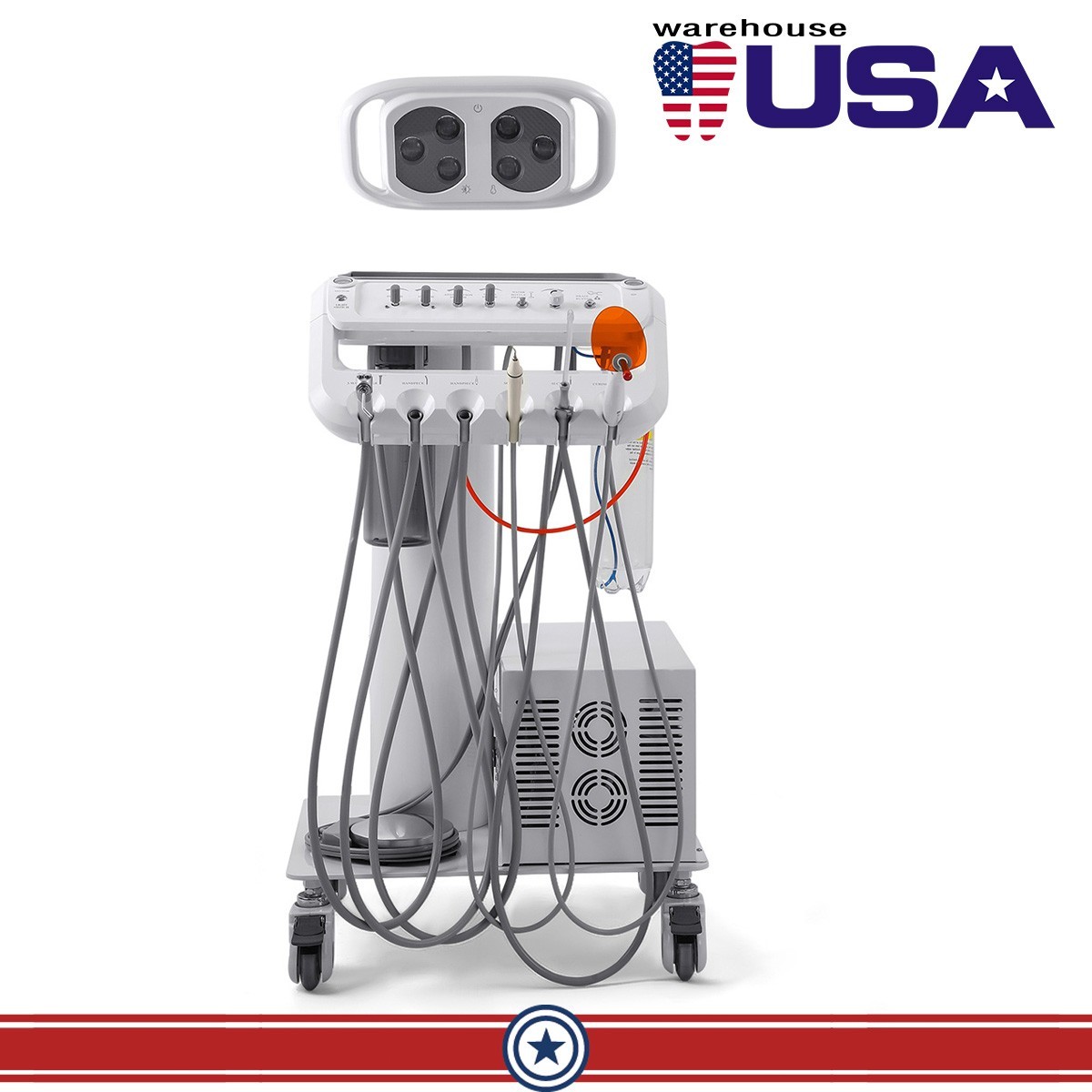Portable Dental Mobile Delivery Unit System Air Compressor 4H/with Surgical Lamp
