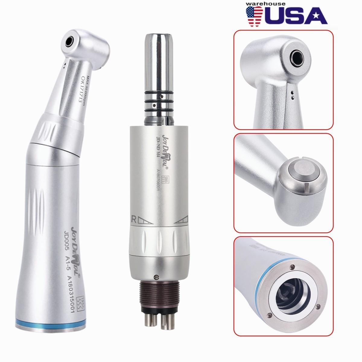 Dental Inner Water Spray Contra Angle +Air Motor Low Speed Handpiece 4Hole
