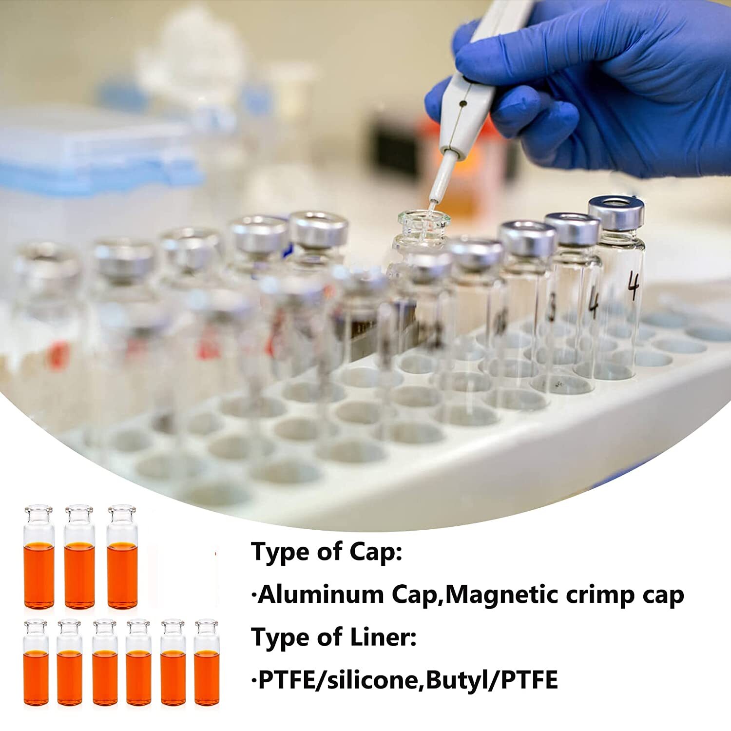 10000PCS 10mL HPLC Headspace Vials Round Bottom Lab CLear Glass 20mm Crimp Top