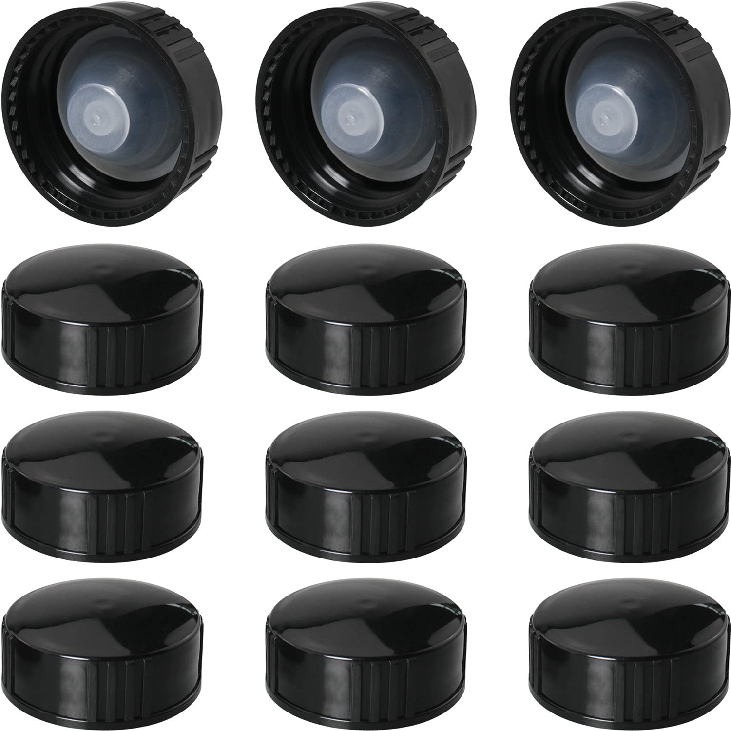 MEETOOT 12pcs Phenolic Resin Cover 28mm Black Poly Seal Screw Caps for black