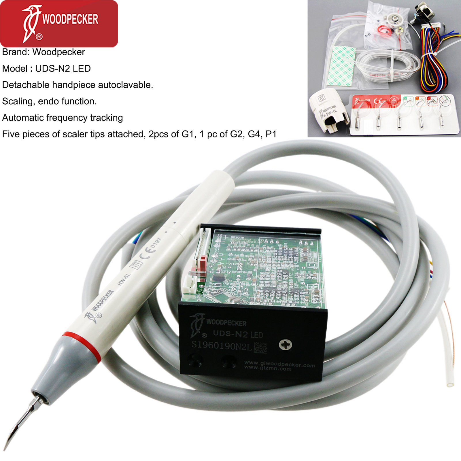 Woodpecker Dental Ultrasonic Piezo Scaler Handpiece for EMS Built in LED UDS-N2
