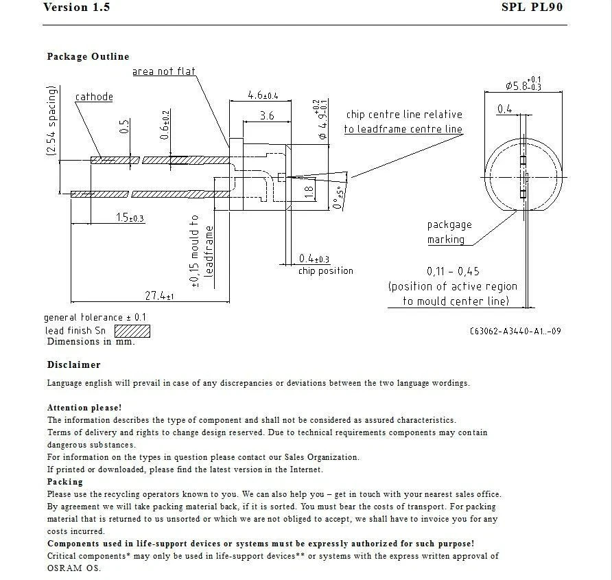 905nm 25W/75W SPLPL90/SPLPL90-3 Pulsed Laser Diode