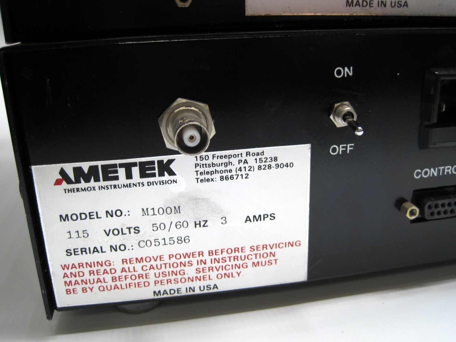 Ametek Dycor M100M Quadrupole Gas Analyzer W/Cables