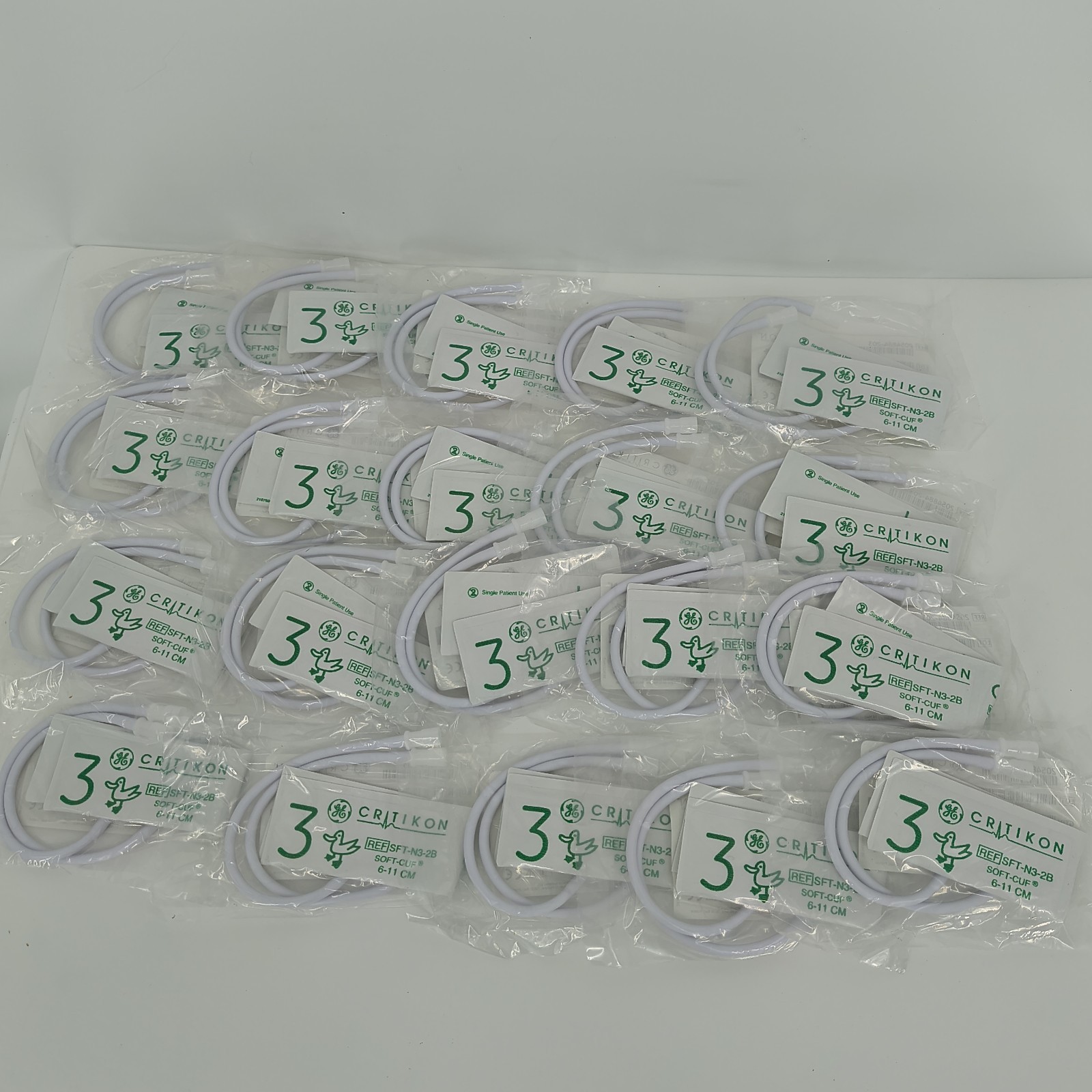 Soft-cuf GE SFT-N3-2B Blood Pressure Cuff 6-11cm Critikon 2 Tube Lot Of 20