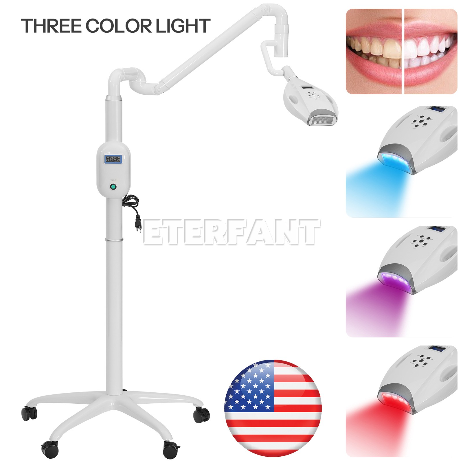 Dental Mobile Teeth Whitening Light Lamp Teeth Machine Blue/Red/Purple Light