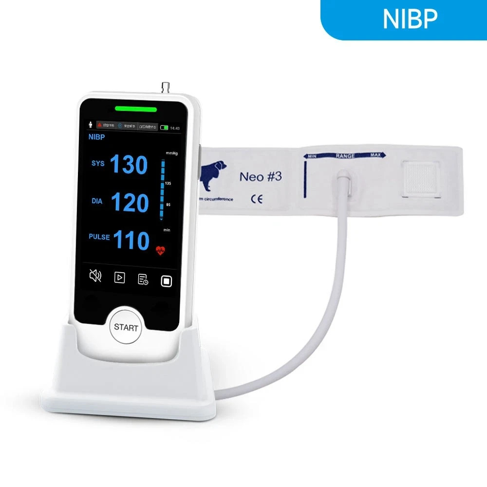 Veterinary 4 inch 2-parameter Patient Monitor NIBP + SPO2 Handheld ，VET Monitor