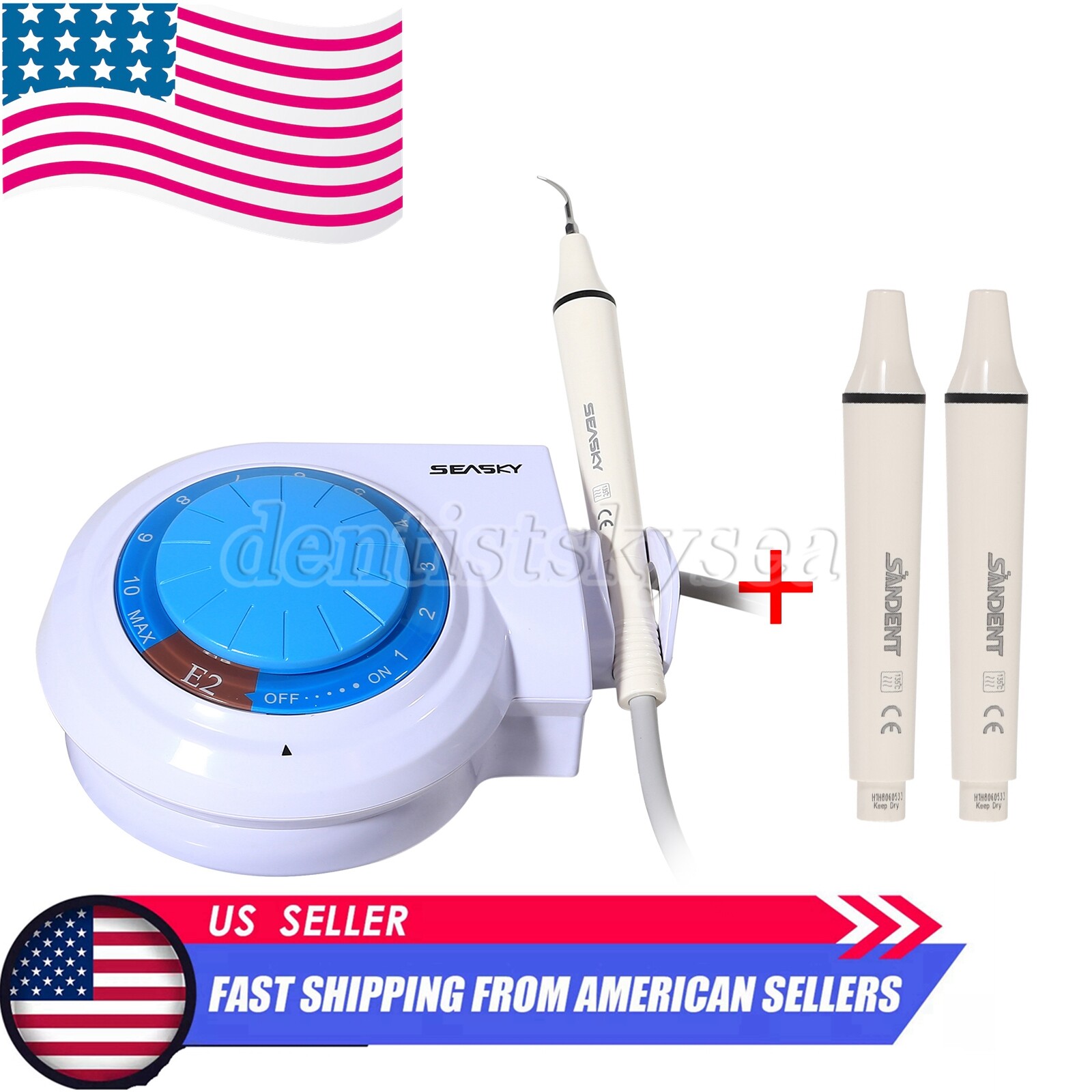 Dental Ultrasonic Scaler 5*Tips For EMS Woodpecker Cavitron w/ 2Pcs Handpiece ST