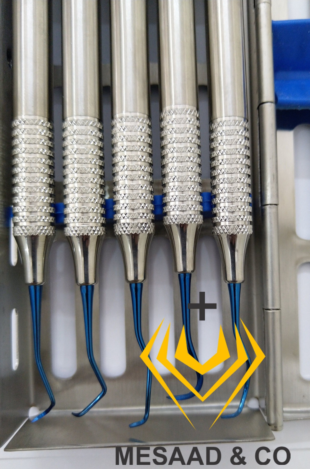 Implant Scalers & Curettes Set Lightweight Hollow Handle TITANIUM Blue Points CE