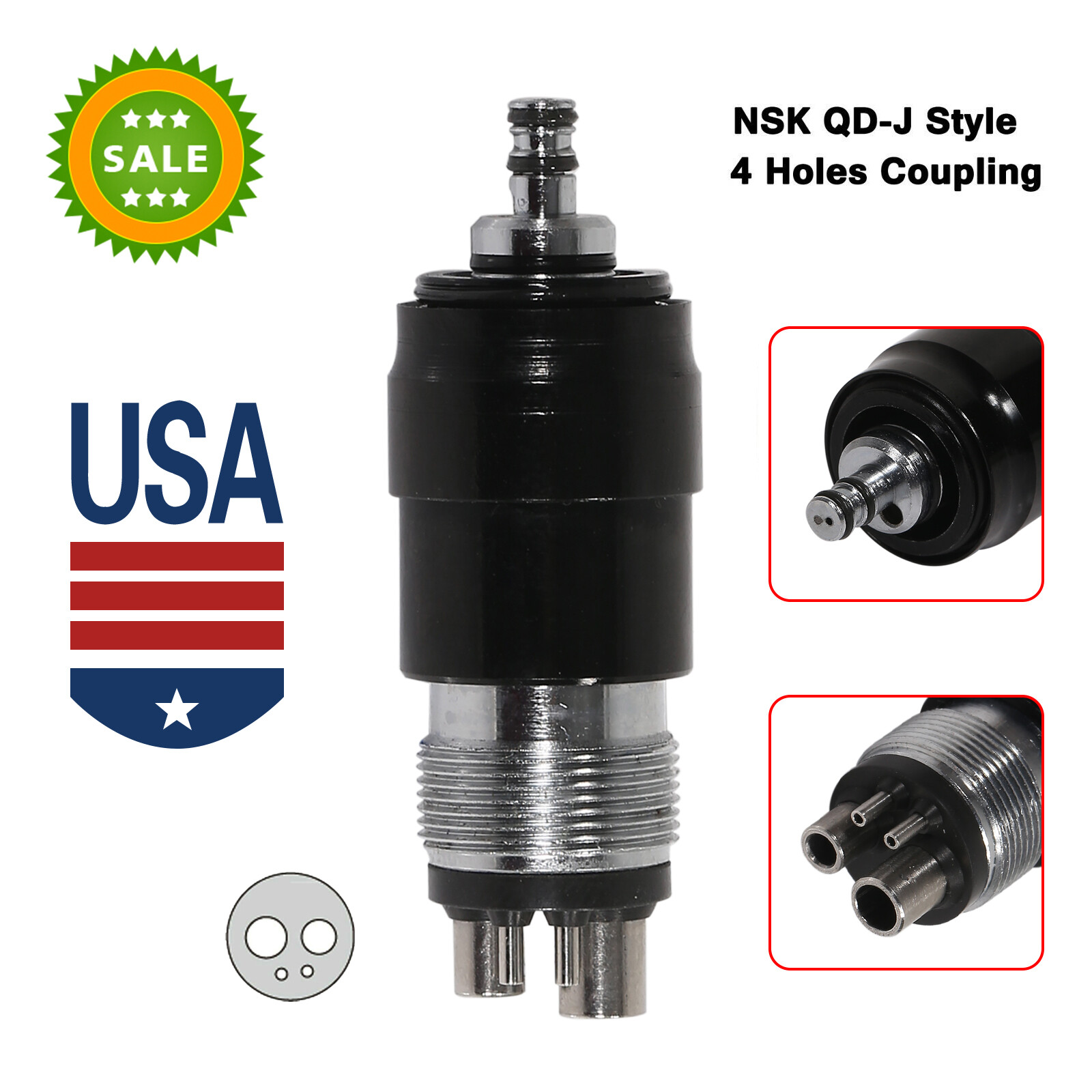 1-10*Dental High Speed Handpiece Standard Head / 4 Hole Coupler Fit NSK YBNK4 st