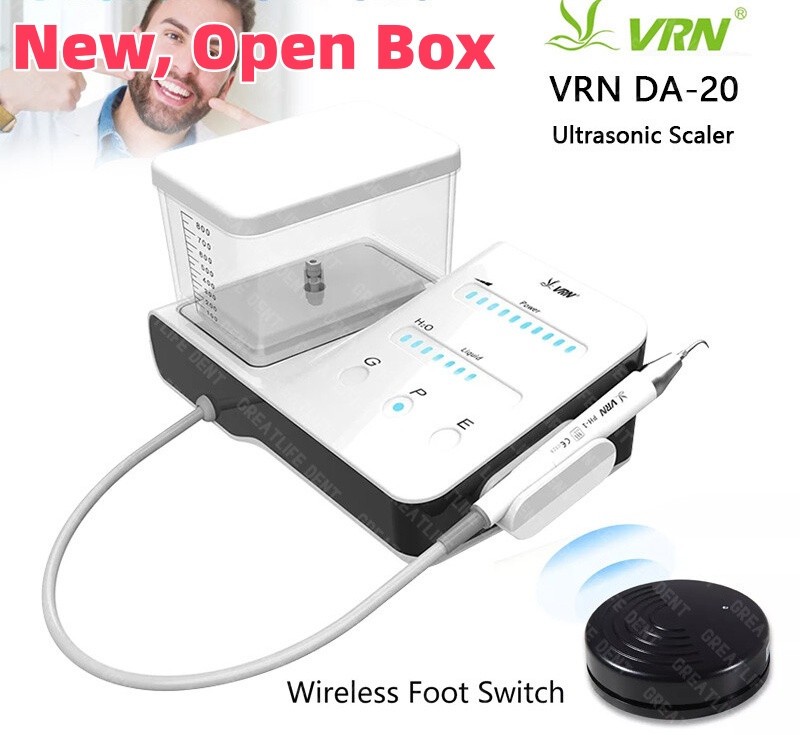 VRN DA-20 LED Dental Ultrasonic Piezo Scaler , WIreless Foot Pedal, New Open Box