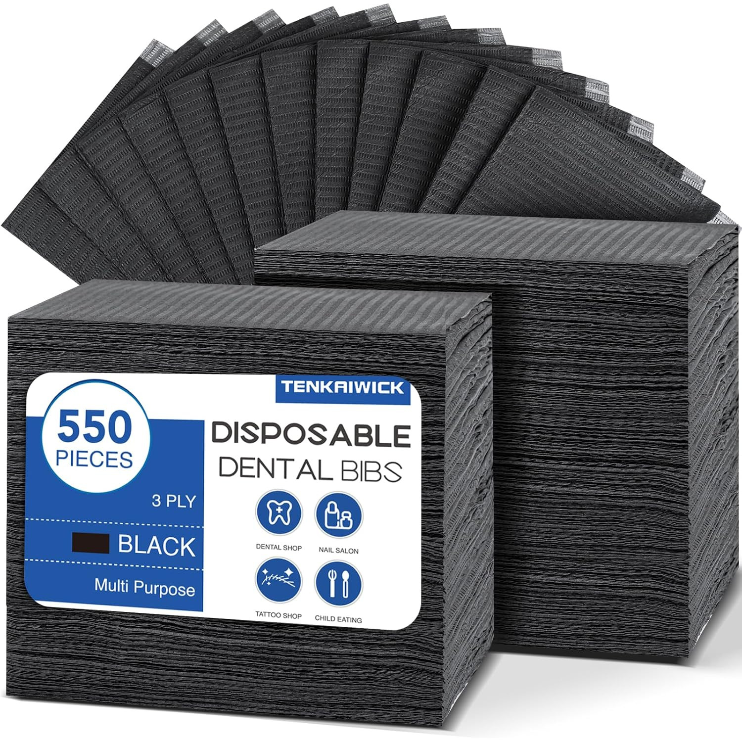 550 Pack Disposable Dental Bibs 13″X18″ 3-Ply Waterproof for Tattoo Nail Salon