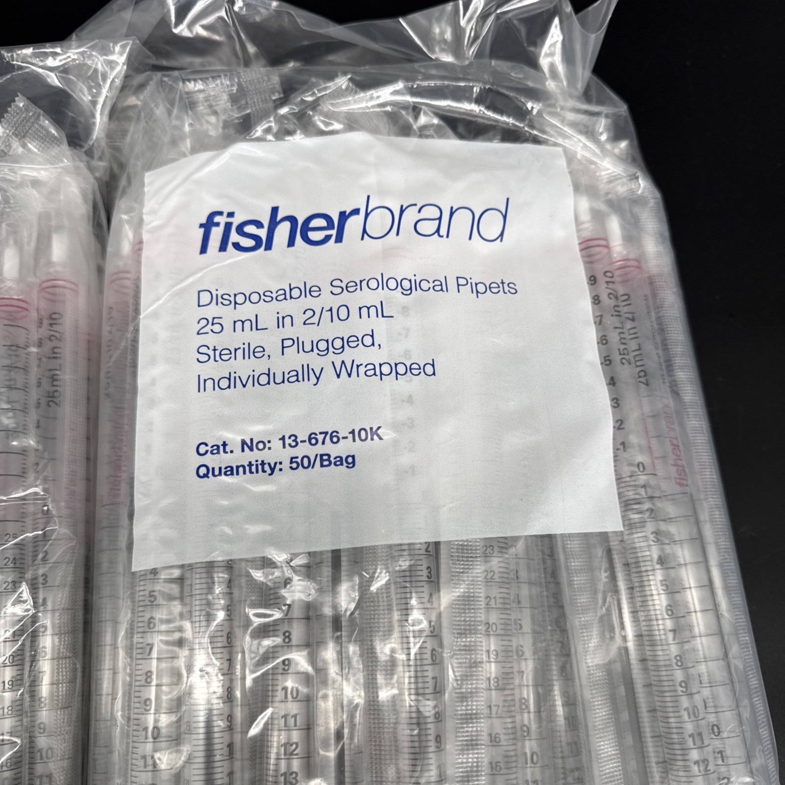 Lot 2 PKS Fisherbrand Cat No 13-676-10K Serological Pipets 10mL IN 2/10mL