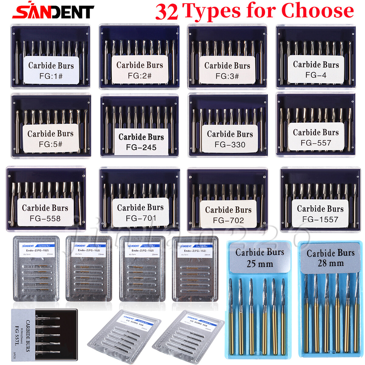 Dental Surgical/Regular 25mm/19mm Carbide Burs Friction Grip FG Pear Round Drill