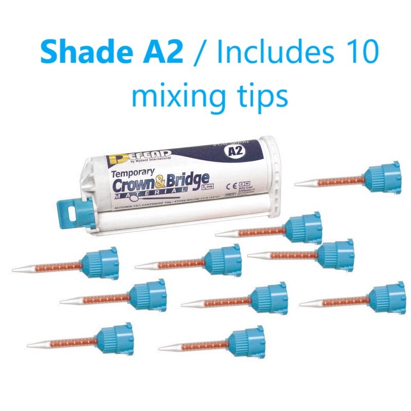 A2 Bridge Material Temporary Crown 76g – 10:1 Cartridge with 10 mix tip Defend