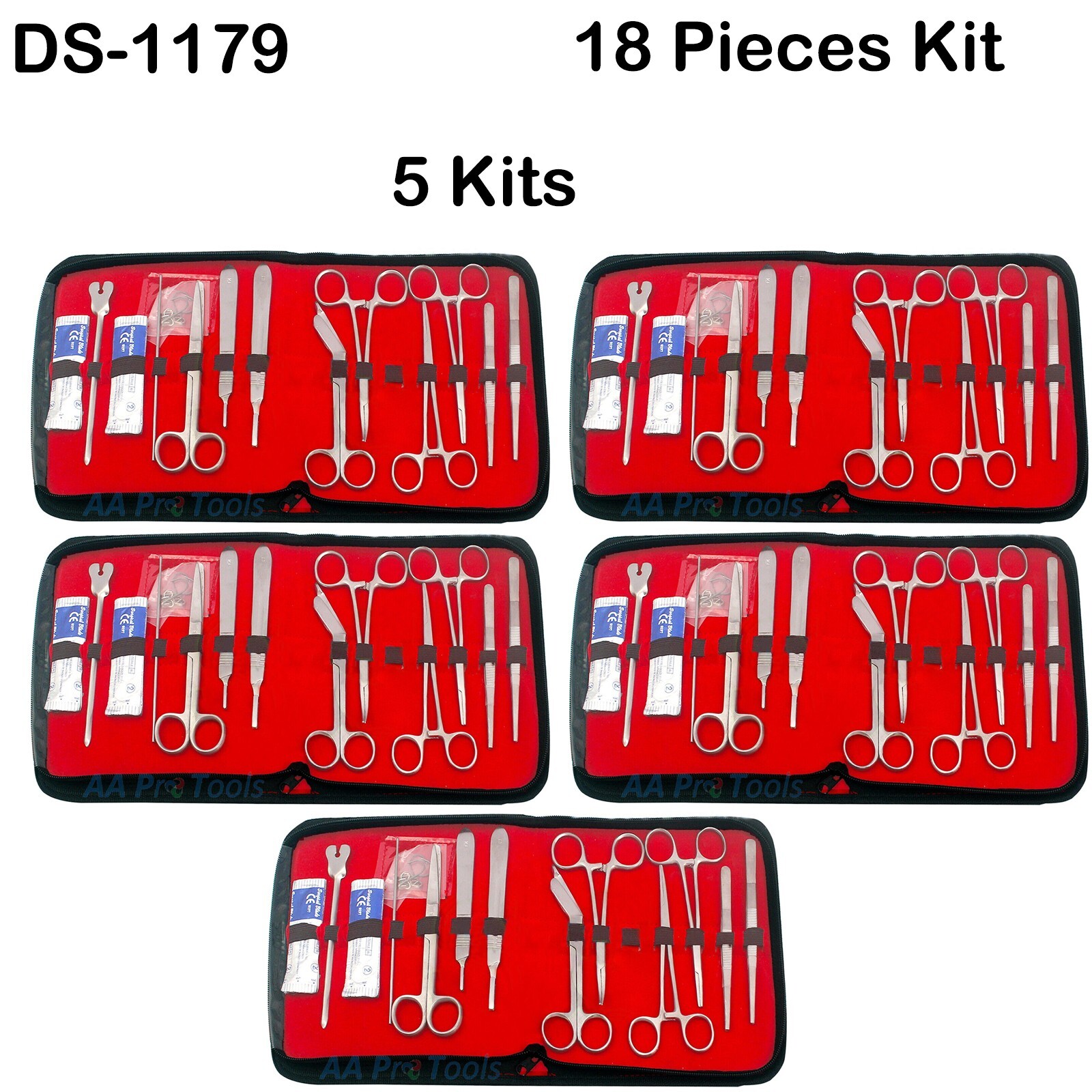 AAPRO 5x 18 pc Minor Surgery Set Surgical Instrument Kit Stainless Steel DS-1179