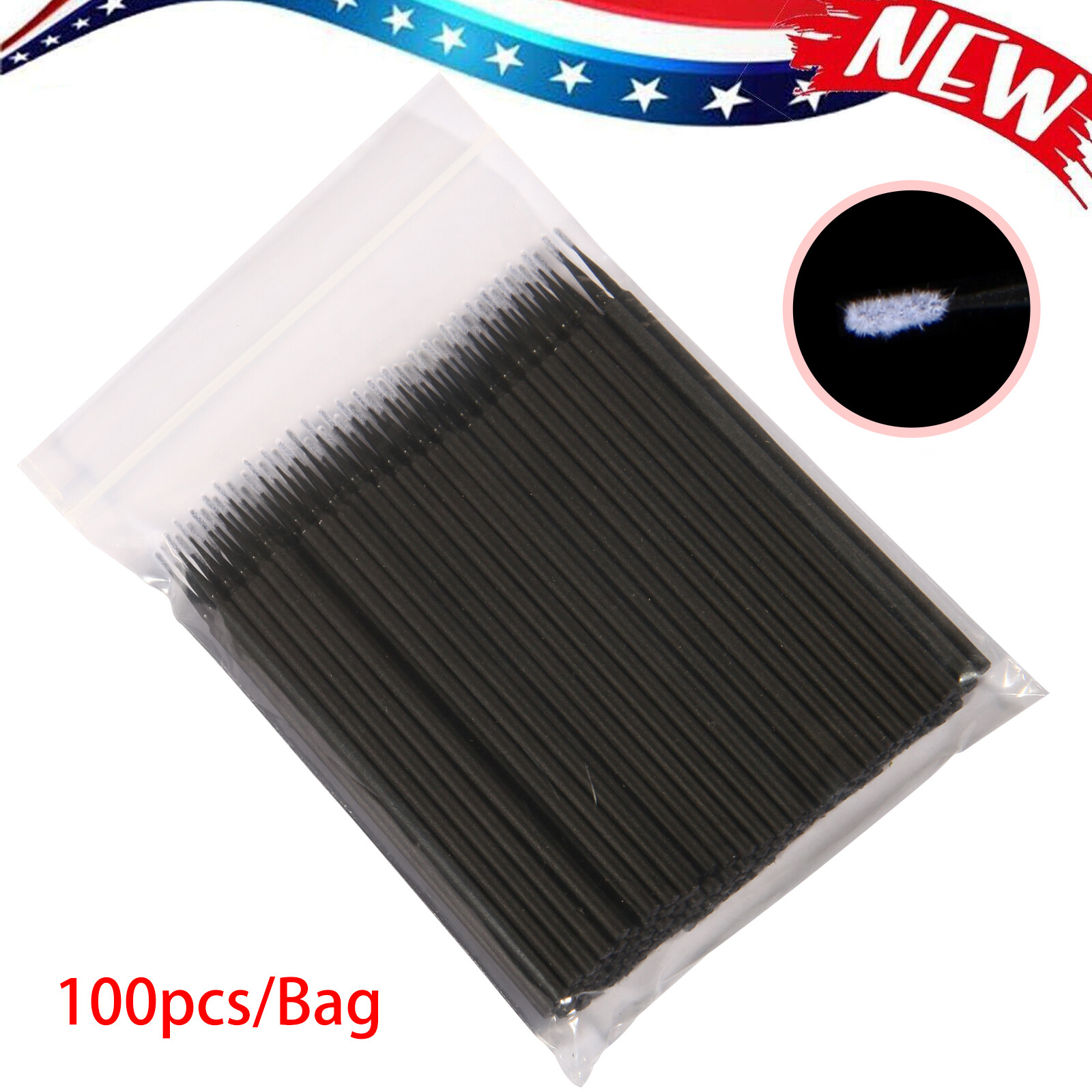 100 Micro Brushes Applicators Microbrush Dental Ultrafine Black 1.2 mm